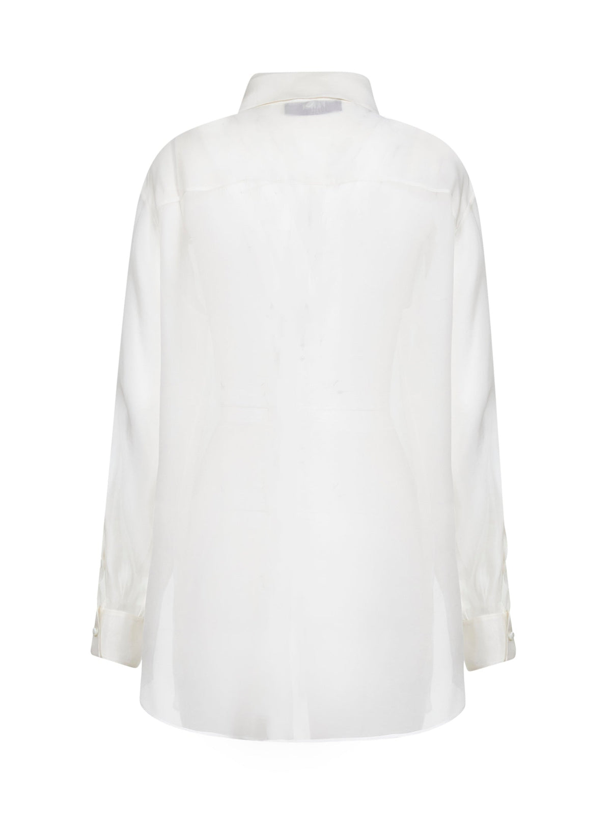 Fendi Women White Organza Shirt With Fendi Ajour Motif FENDI