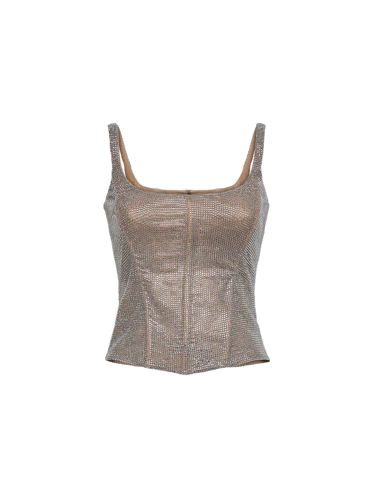 Giuseppe Di Morabito Women Silver Crystal Bustier Top GIUSEPPE DI MORABITO