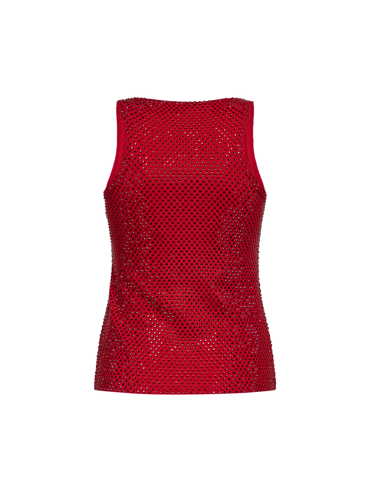 Giuseppe Di Morabito Women Red Crystal-Embellished Stretch Cotton Knit Tank Top GIUSEPPE DI MORABITO