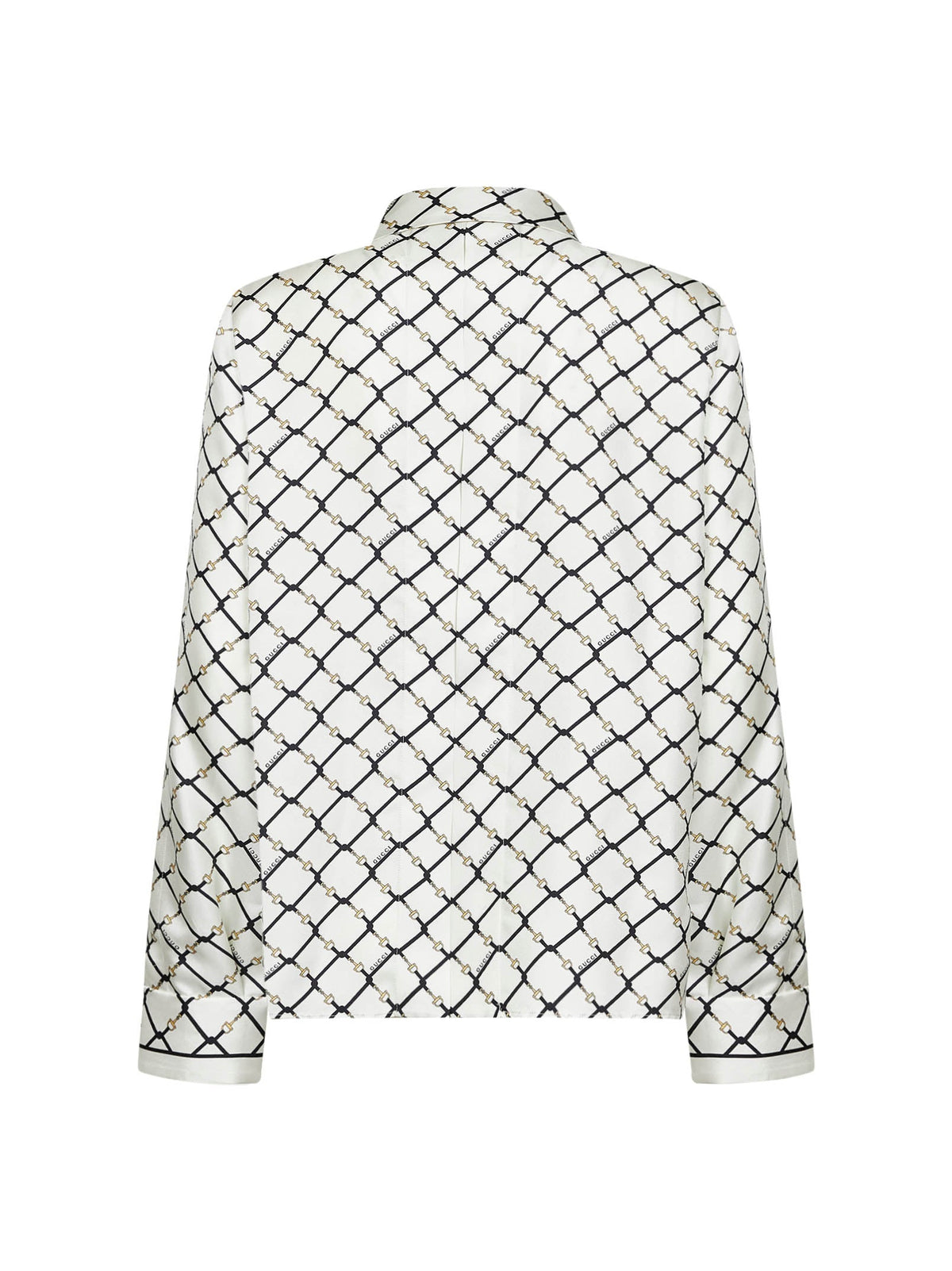 Gucci Women White Printed Silk Twill Shirt GUCCI