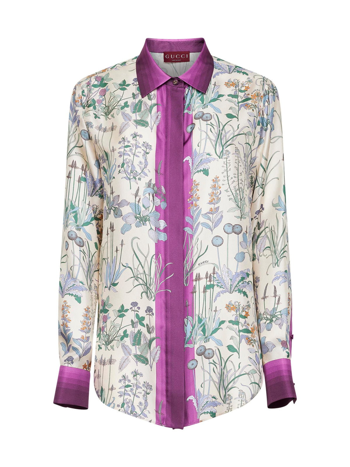Gucci Women Ivory Printed Silk Twill Shirt GUCCI