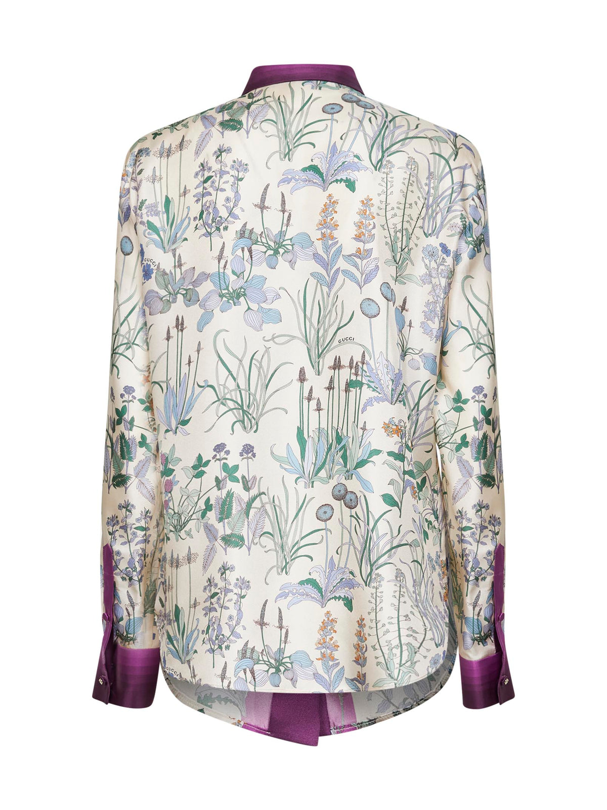 Gucci Women Ivory Printed Silk Twill Shirt GUCCI