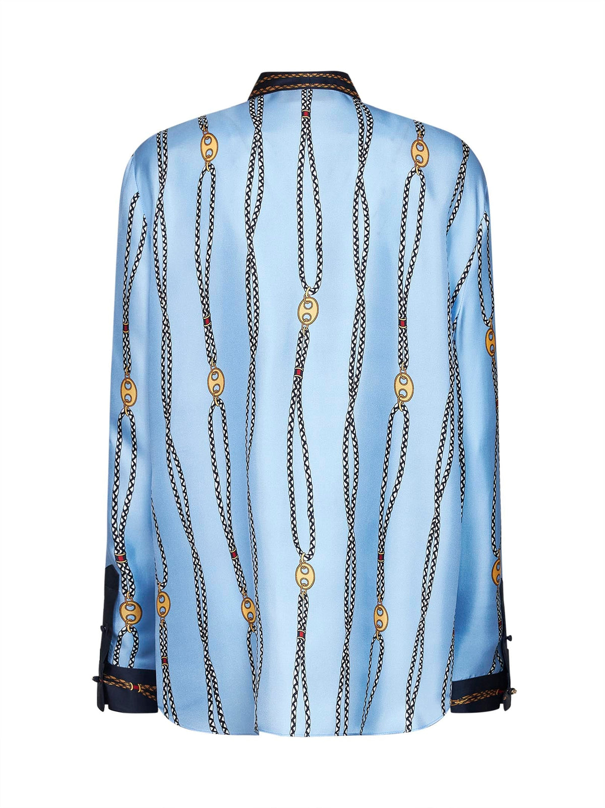 Gucci Women Light Blue Printed Silk Twill Shirt GUCCI
