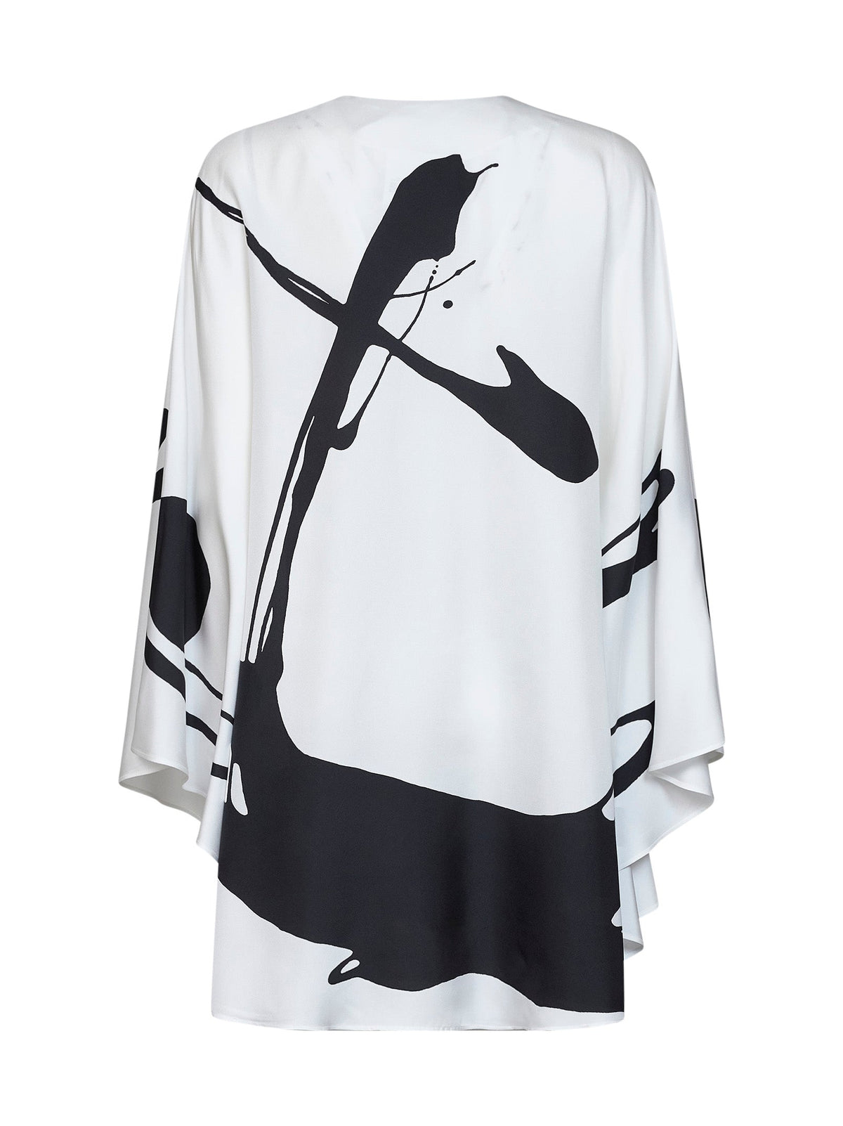 Kiton Women White And Black Printed Silk Tunic KITON