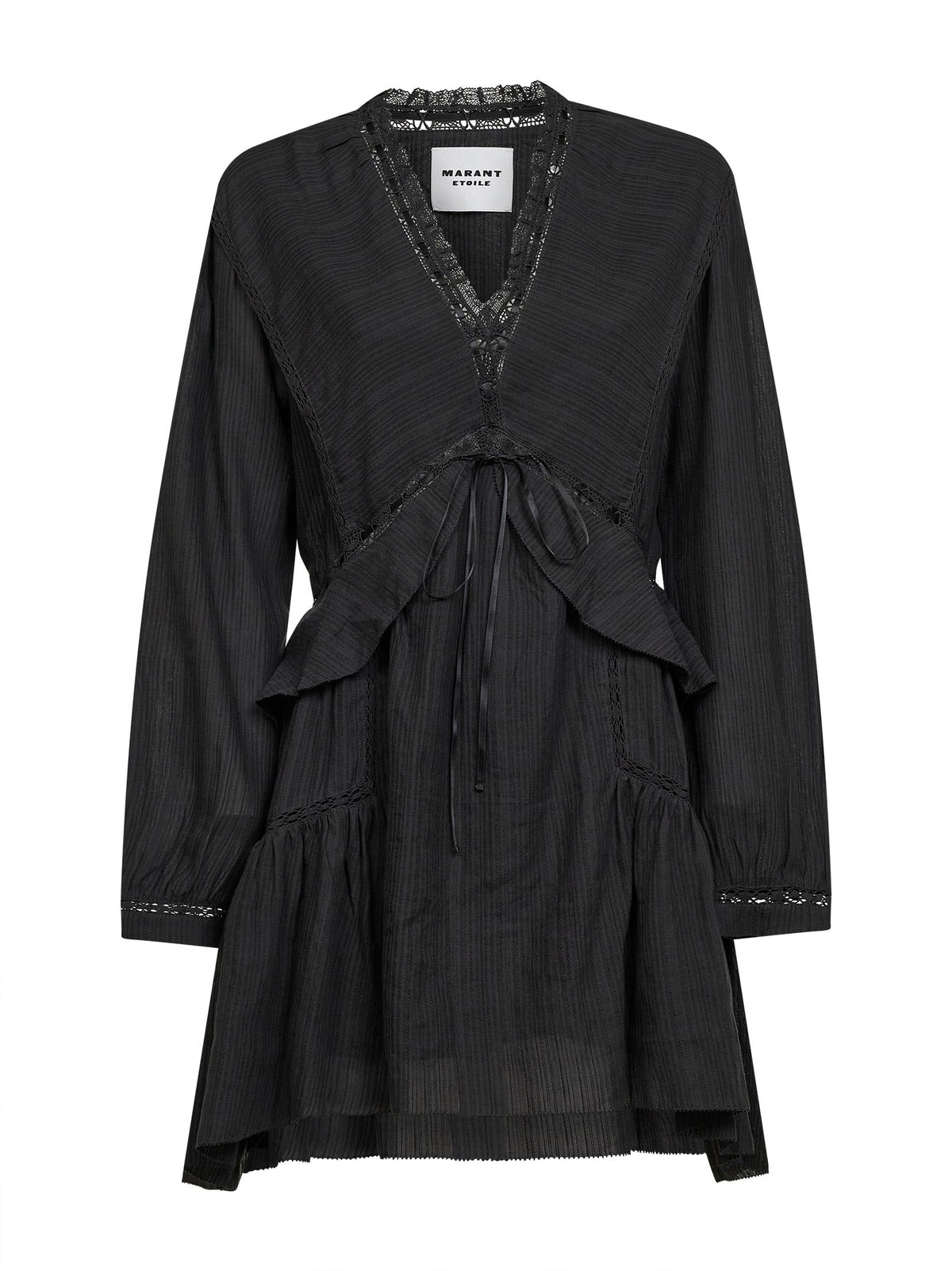 Marant Etoile Women Black Gauze And Lace Damya Mini Dress ISABEL MARANT ETOILE