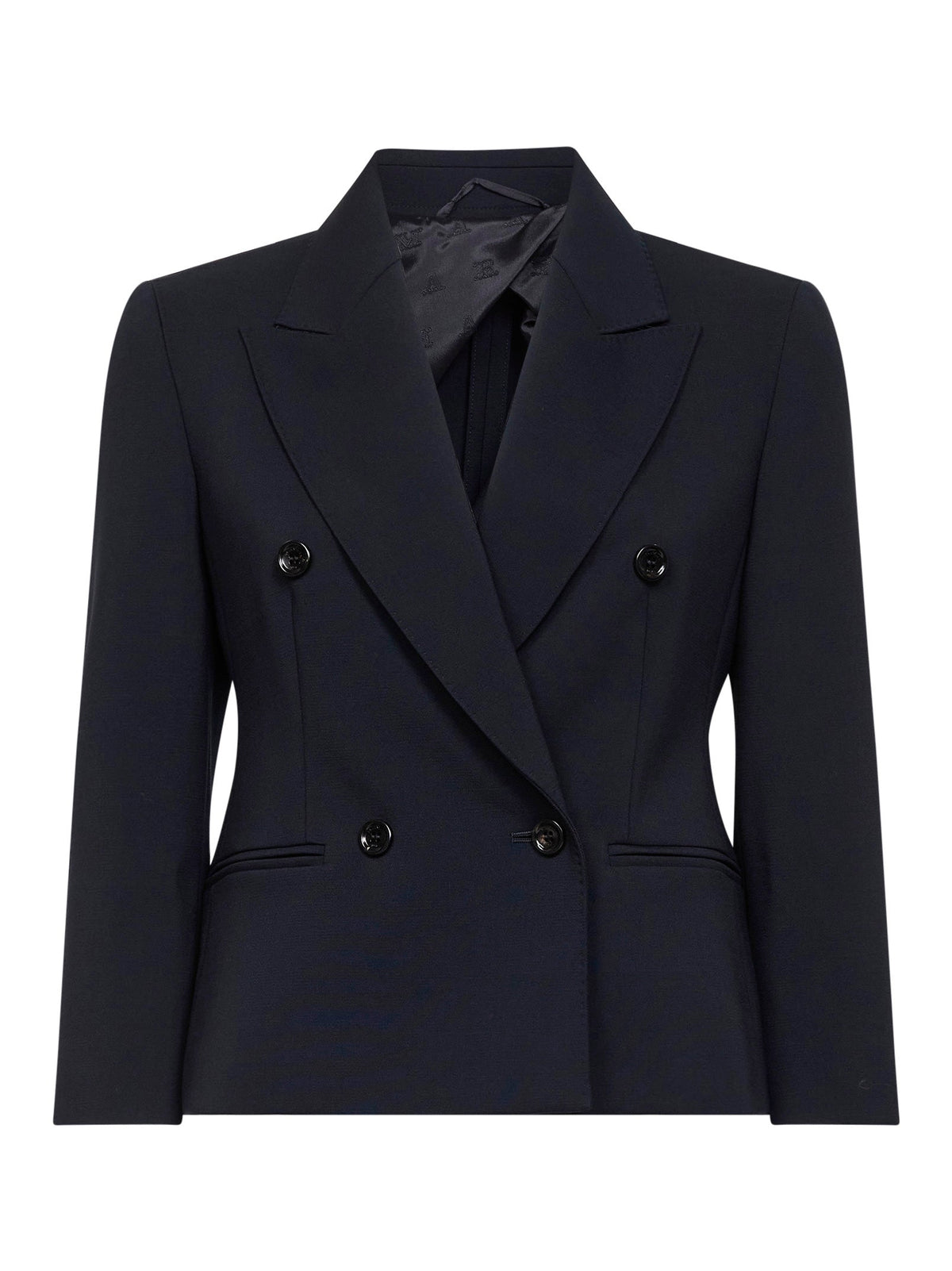 Max Mara Women Navy Blue Stretch Canvas Mxmdorico Cropped Blazer<Br/> MAX MARA