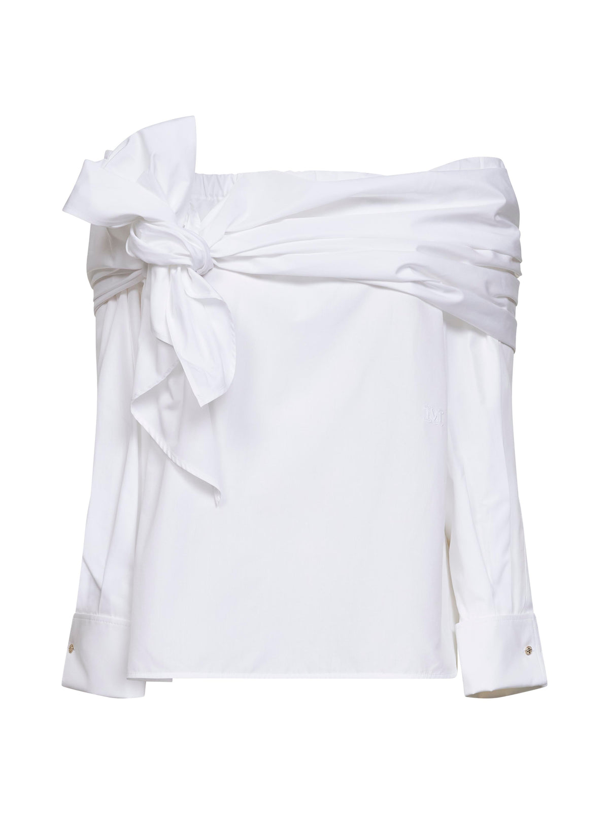 Max Mara Women White Poplin Mxmcurvone Blouse With Stole MAX MARA