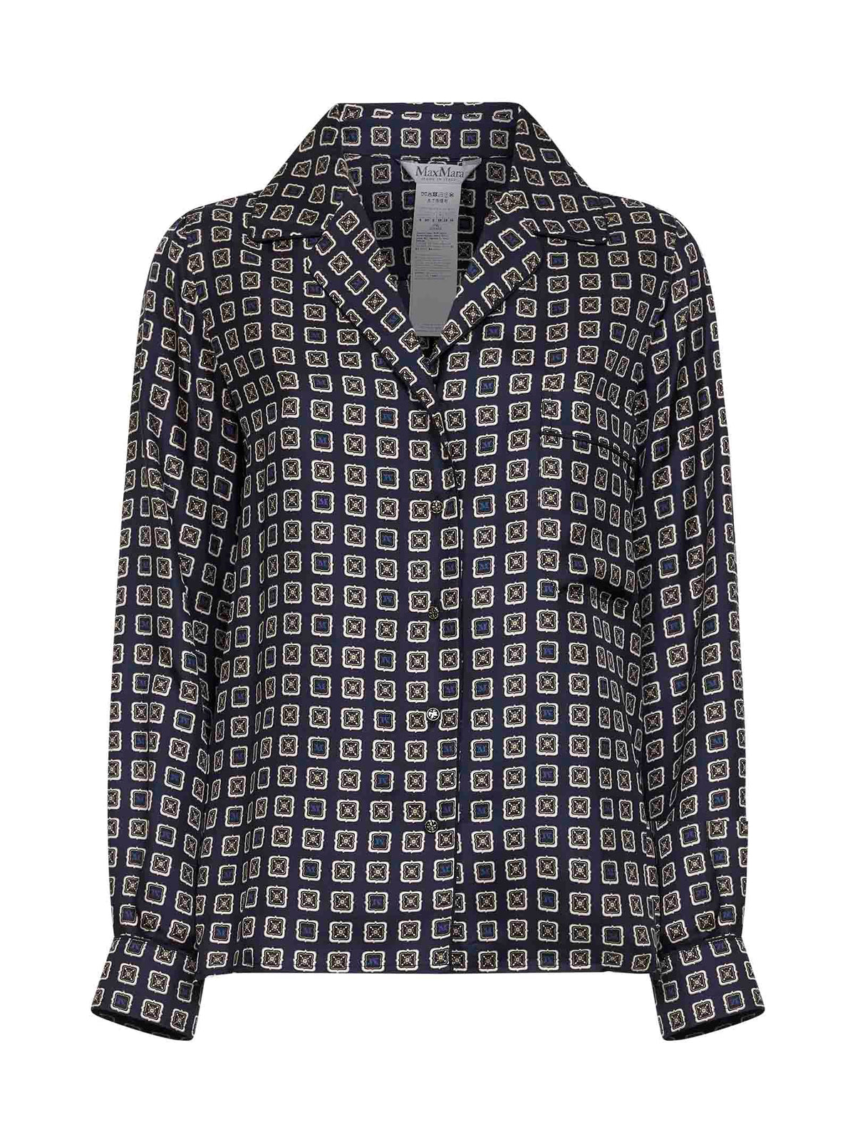 Max Mara Women Navy Blue Mxmdisco Printed Silk Shirt MAX MARA