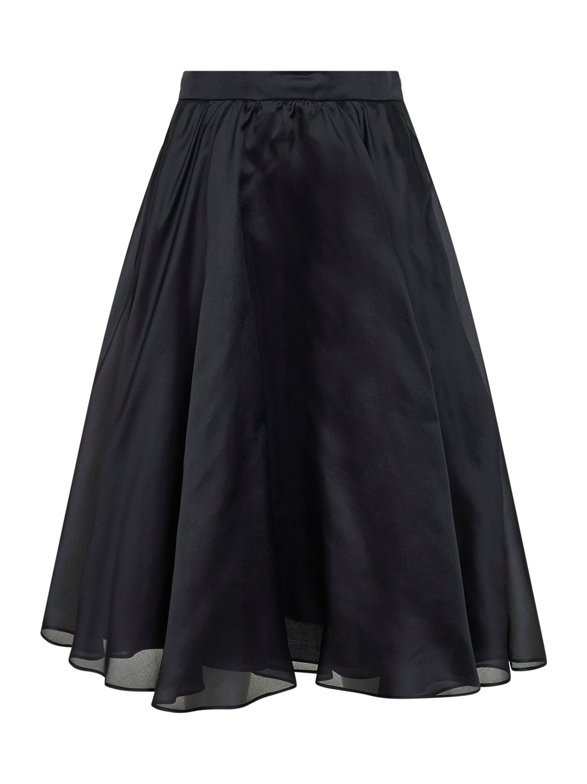 Max Mara Studio Women Black Silk Organza Msecalle Midi Full Skirt MAX MARA STUDIO