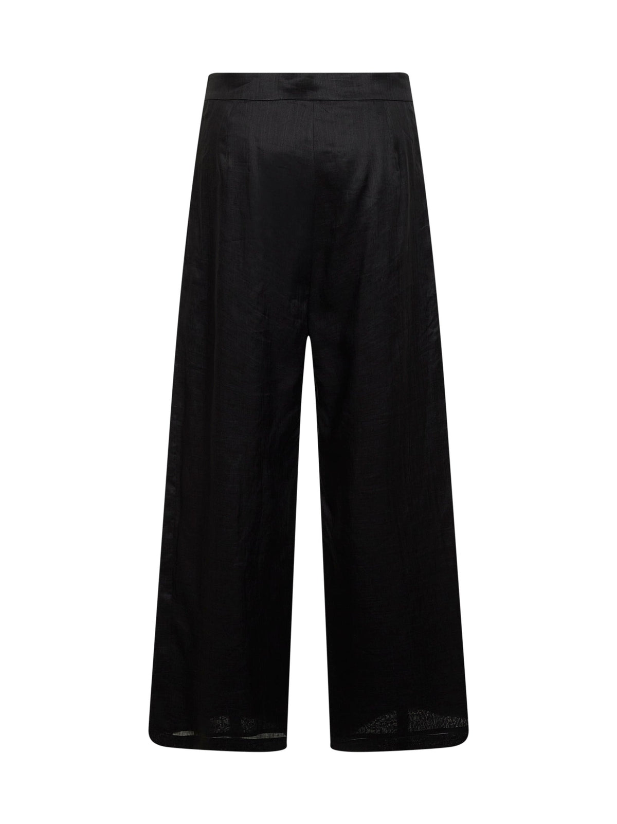 Max Mara Studio Women Black Washed Ramie Canvas Msttartufo Cropped Trousers MAX MARA STUDIO