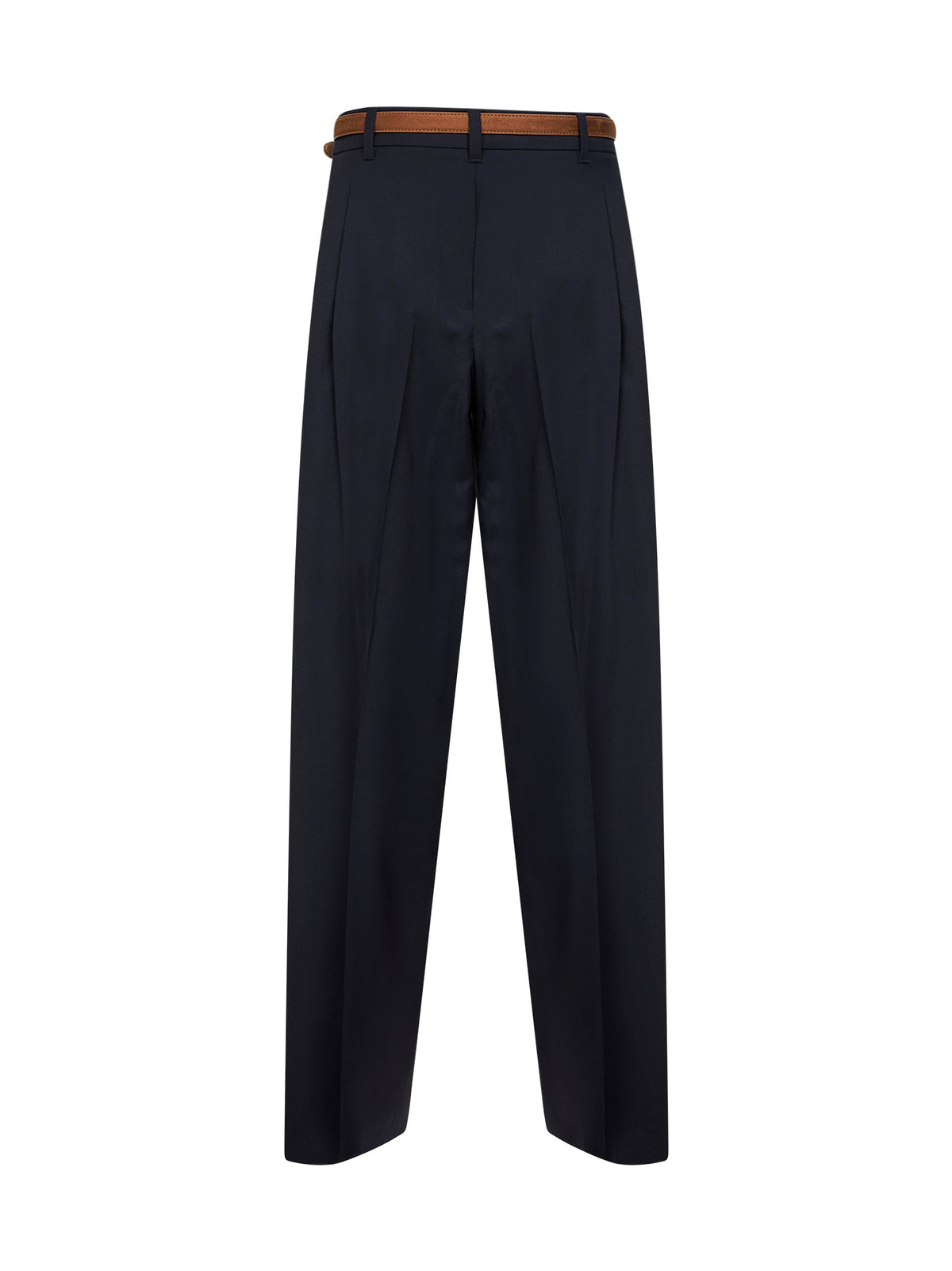 Max Mara Studio Women Blue Stretch Wool Canvas Mstbacio Fluid Trousers MAX MARA STUDIO