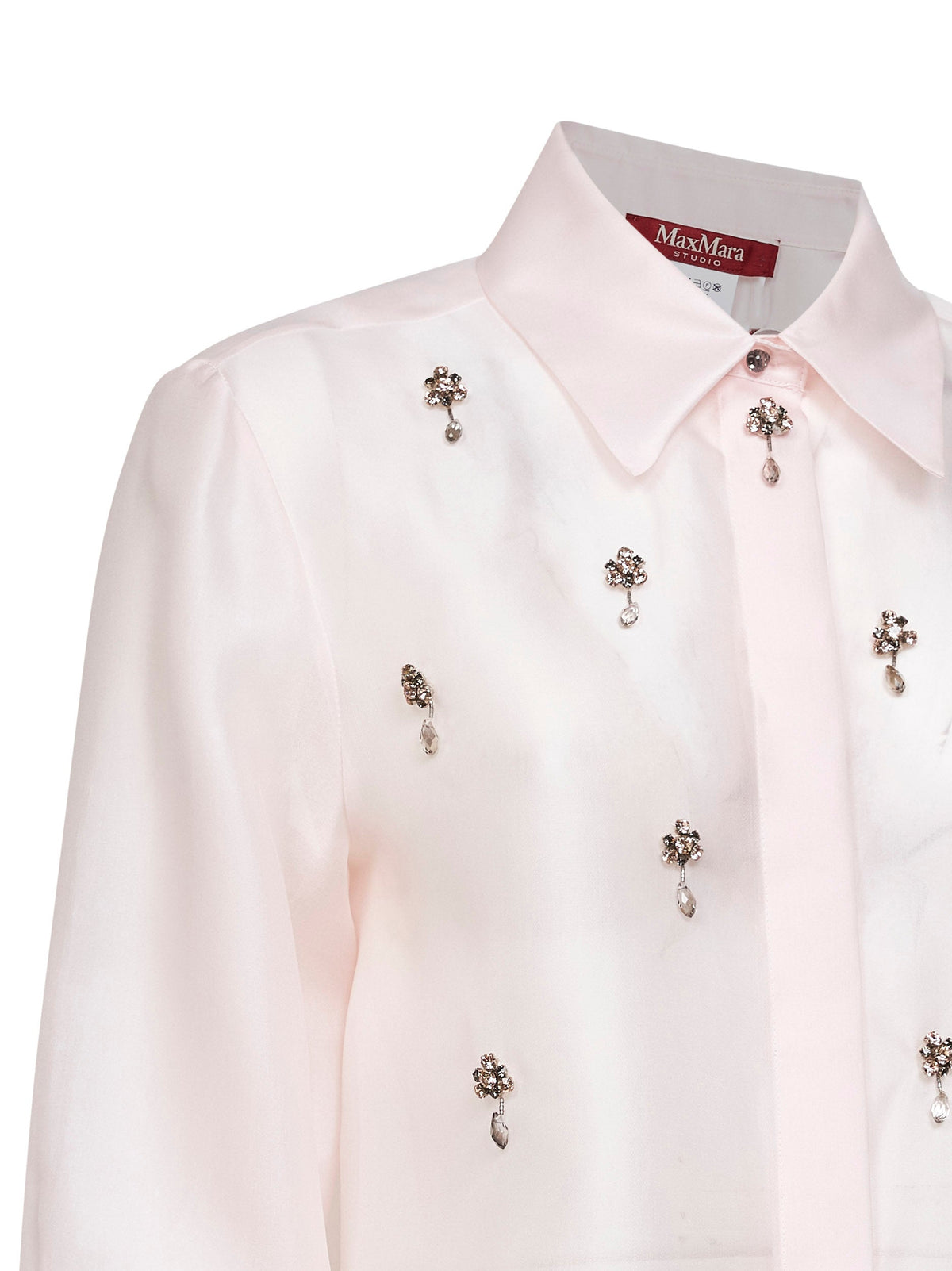 Max Mara Studio Women Pink Silk Organza Mseagi Embroidered Shirt MAX MARA STUDIO