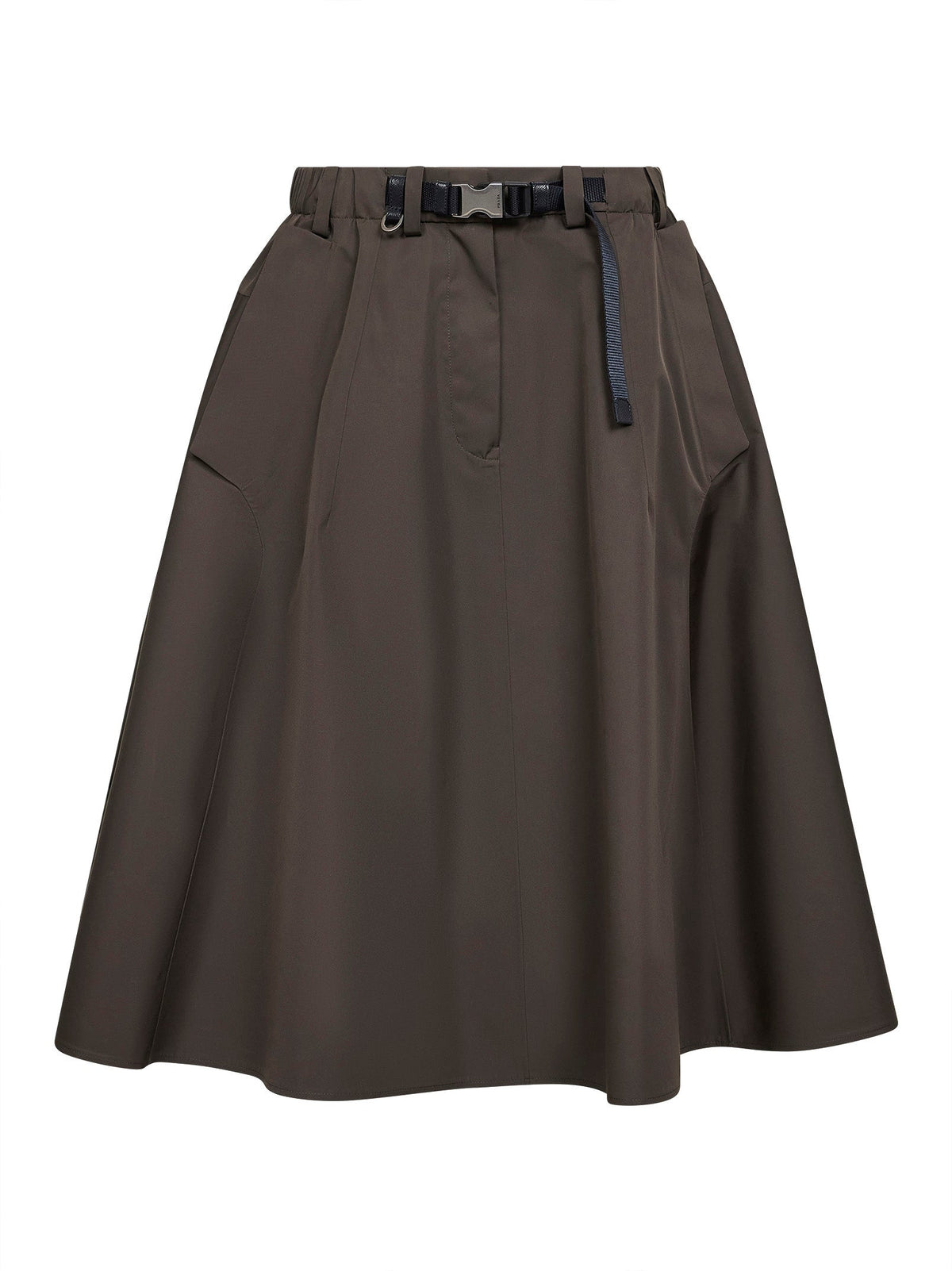 Prada Abbigliamento Women Green Technical Canvas Circle Midi Skirt PRADA