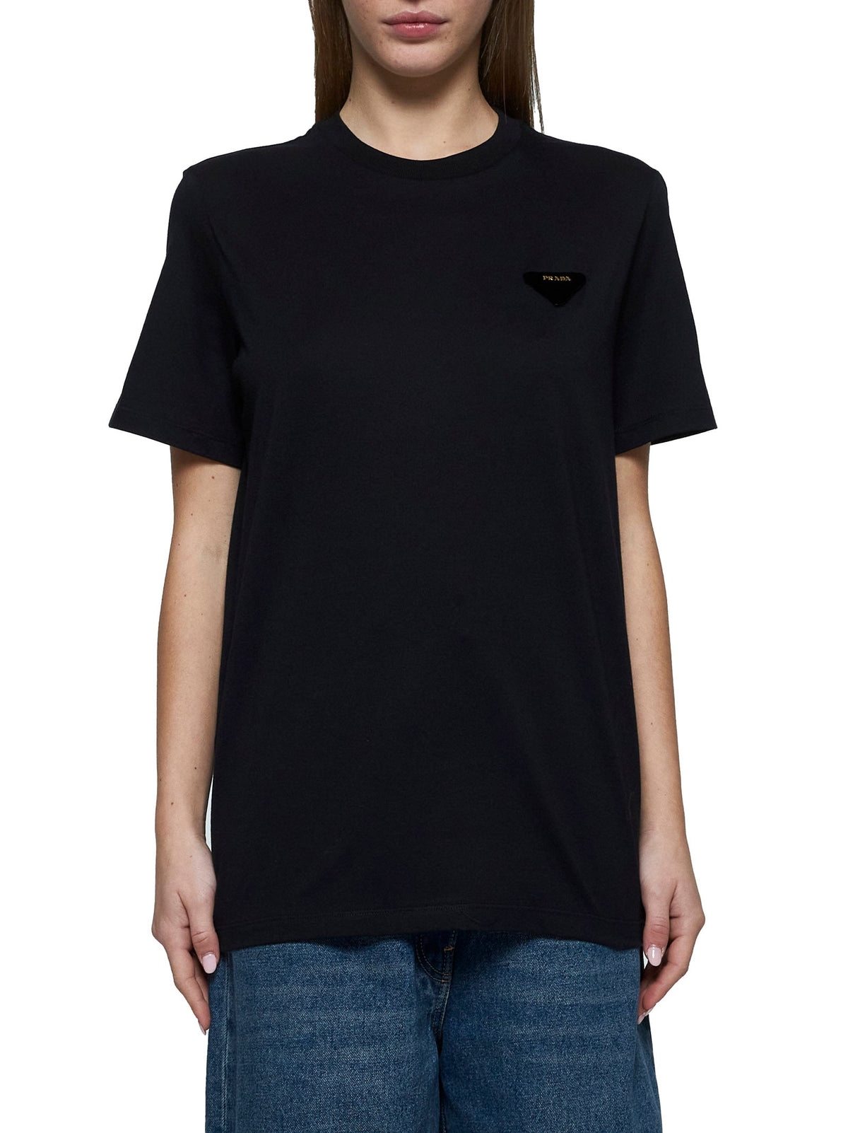 Prada Abbigliamento Women Logo Cotton T-Shirt PRADA