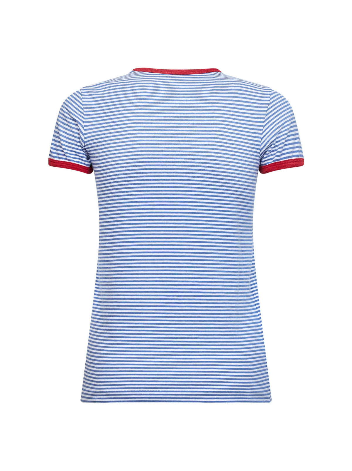 Prada Abbigliamento Women Periwinkle Blue And Red Striped Cotton T-Shirt PRADA