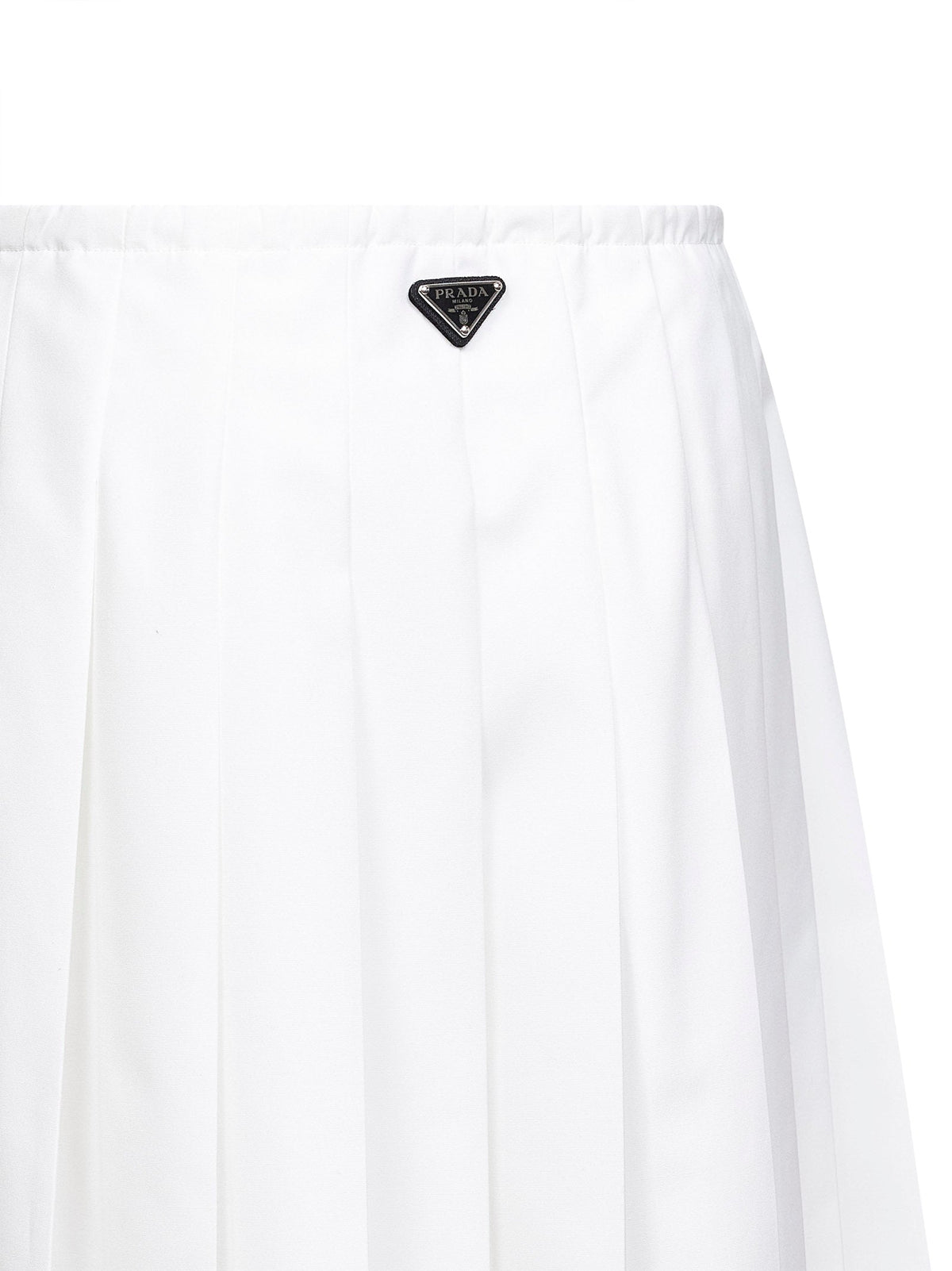 Prada Abbigliamento Women White Technical Cotton Blend Pleated Midi Skirt PRADA