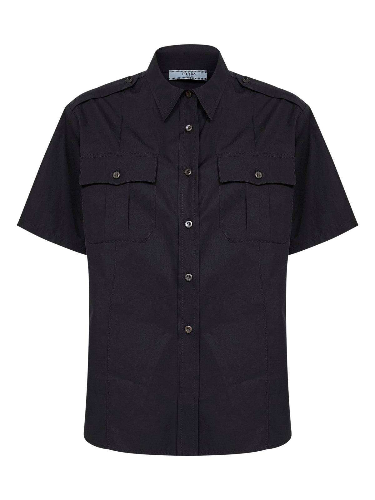 Prada Abbigliamento Women Black Poplin Short-Sleeved Shirt PRADA