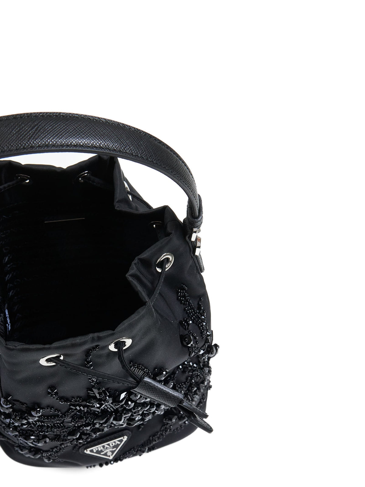 Prada Borse Women Crystals Re-Nylon Mini Bucket Bag PRADA