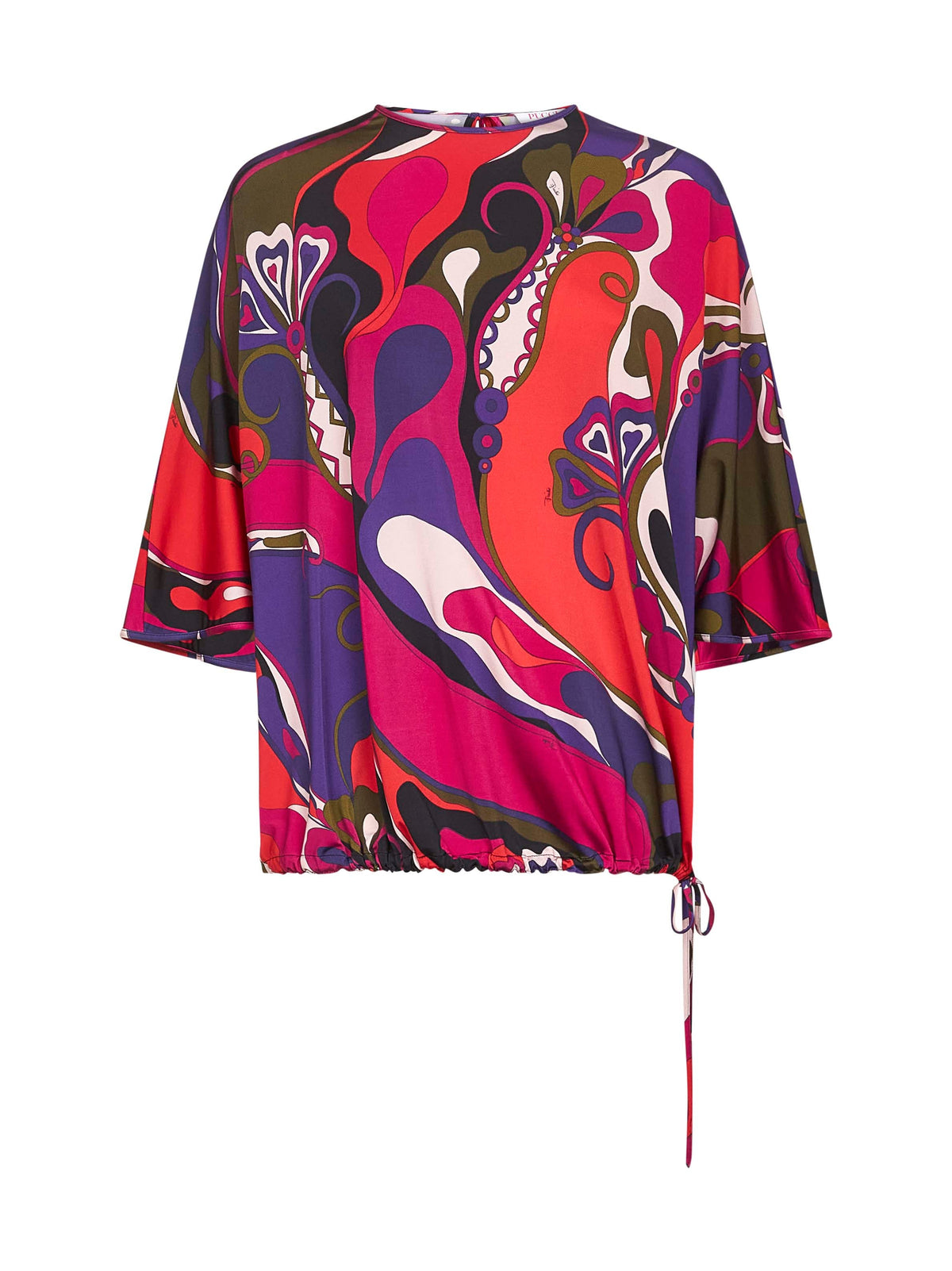 Pucci Women Orchidee Print Stretch Viscose Cape Blouse PUCCI