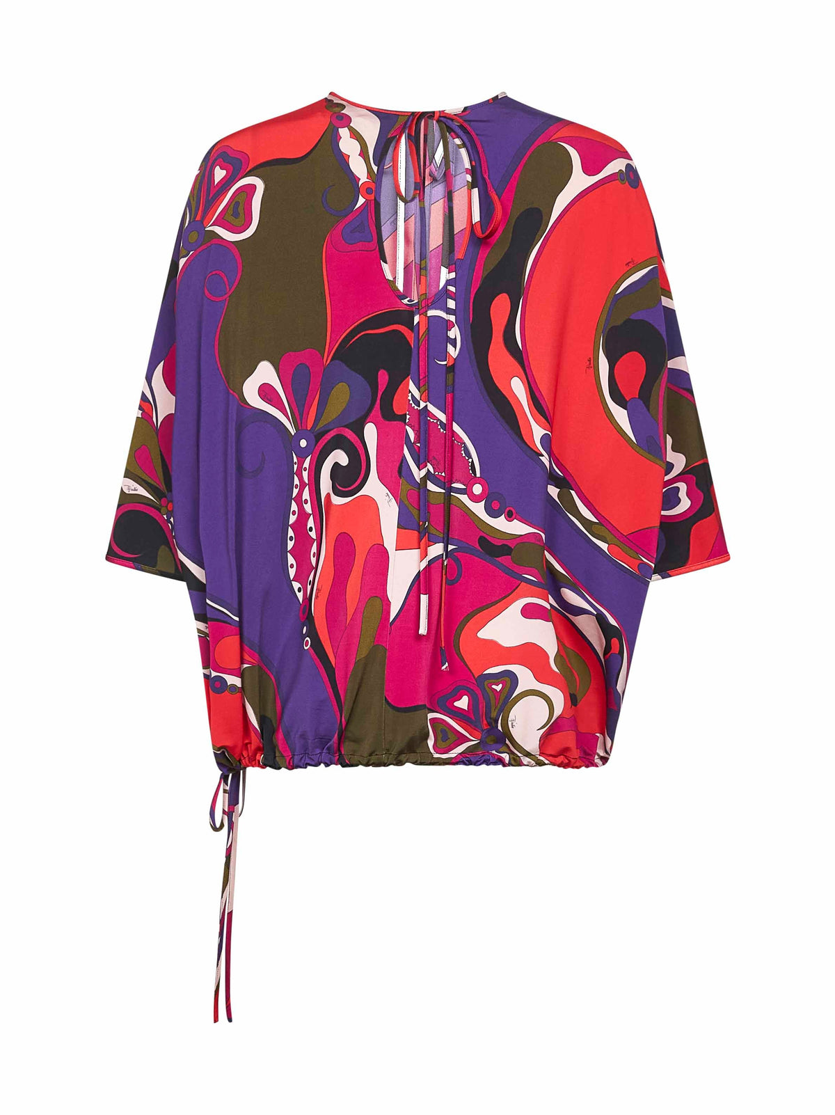 Pucci Women Orchidee Print Stretch Viscose Cape Blouse PUCCI