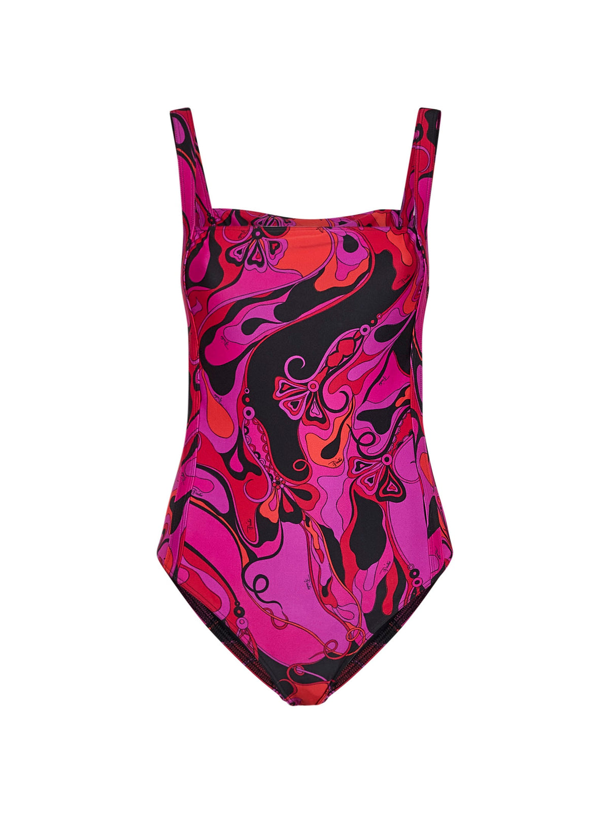 Pucci Women Fuchsia And Black Orchidee-Print Lycra One-Piece Swimsuit PUCCI