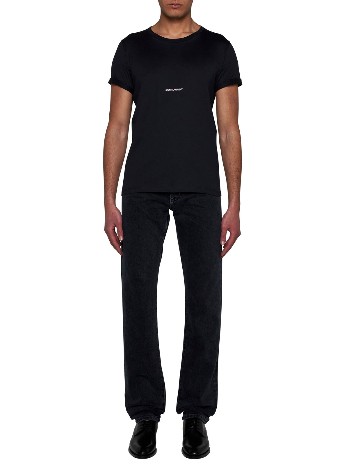 Saint Laurent Men Logo Cotton T-Shirt SAINT LAURENT