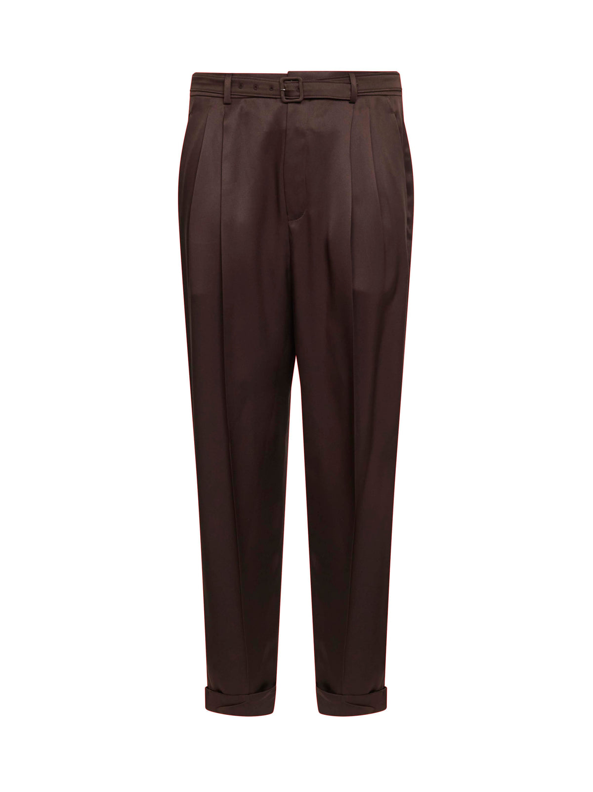 Saint Laurent Men Chocolate Duchesse Silk Satin Slim-Fit Trousers SAINT LAURENT