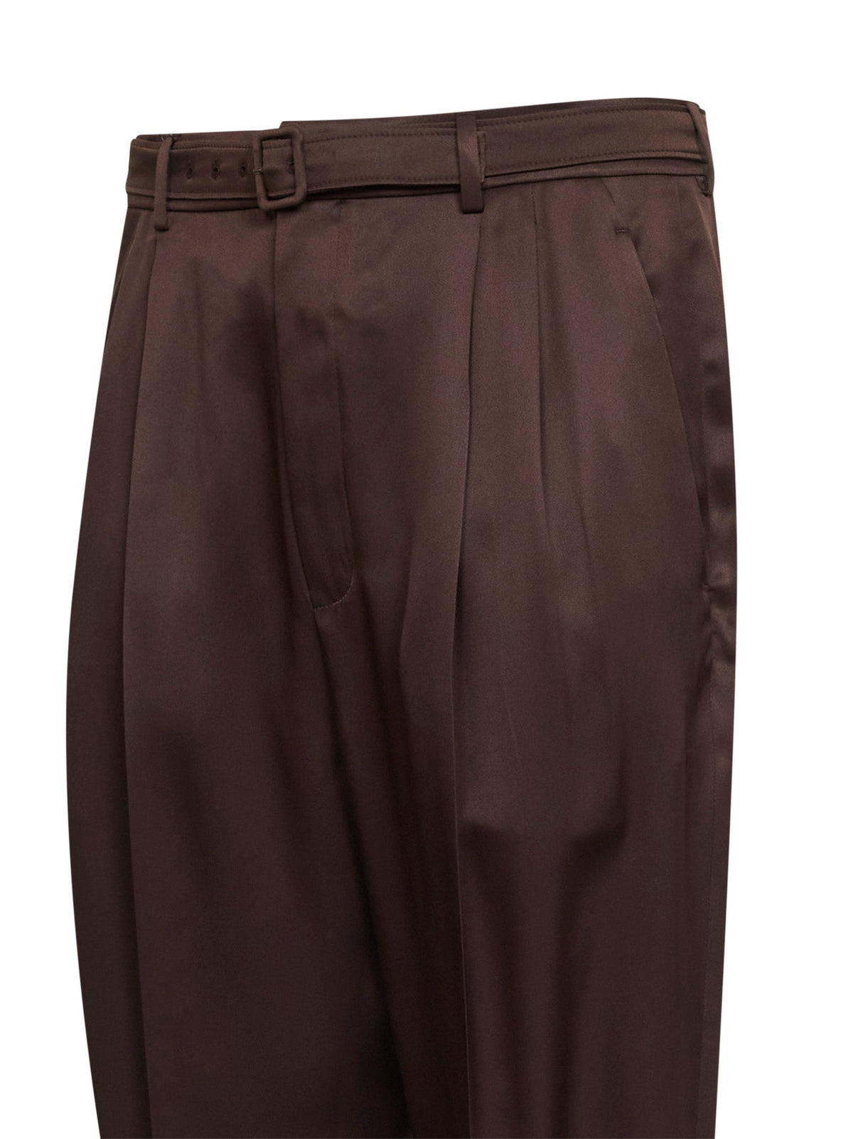 Saint Laurent Men Chocolate Duchesse Silk Satin Slim-Fit Trousers SAINT LAURENT