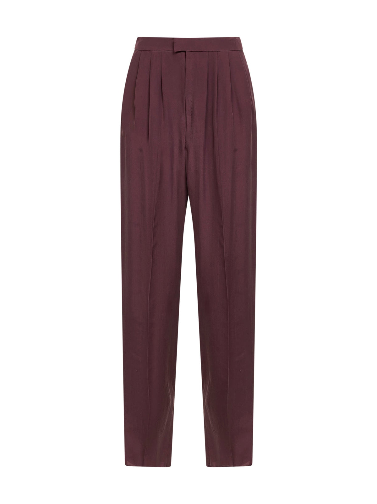 Saint Laurent Women Aubergine Silk Habutai Tailored Trousers SAINT LAURENT