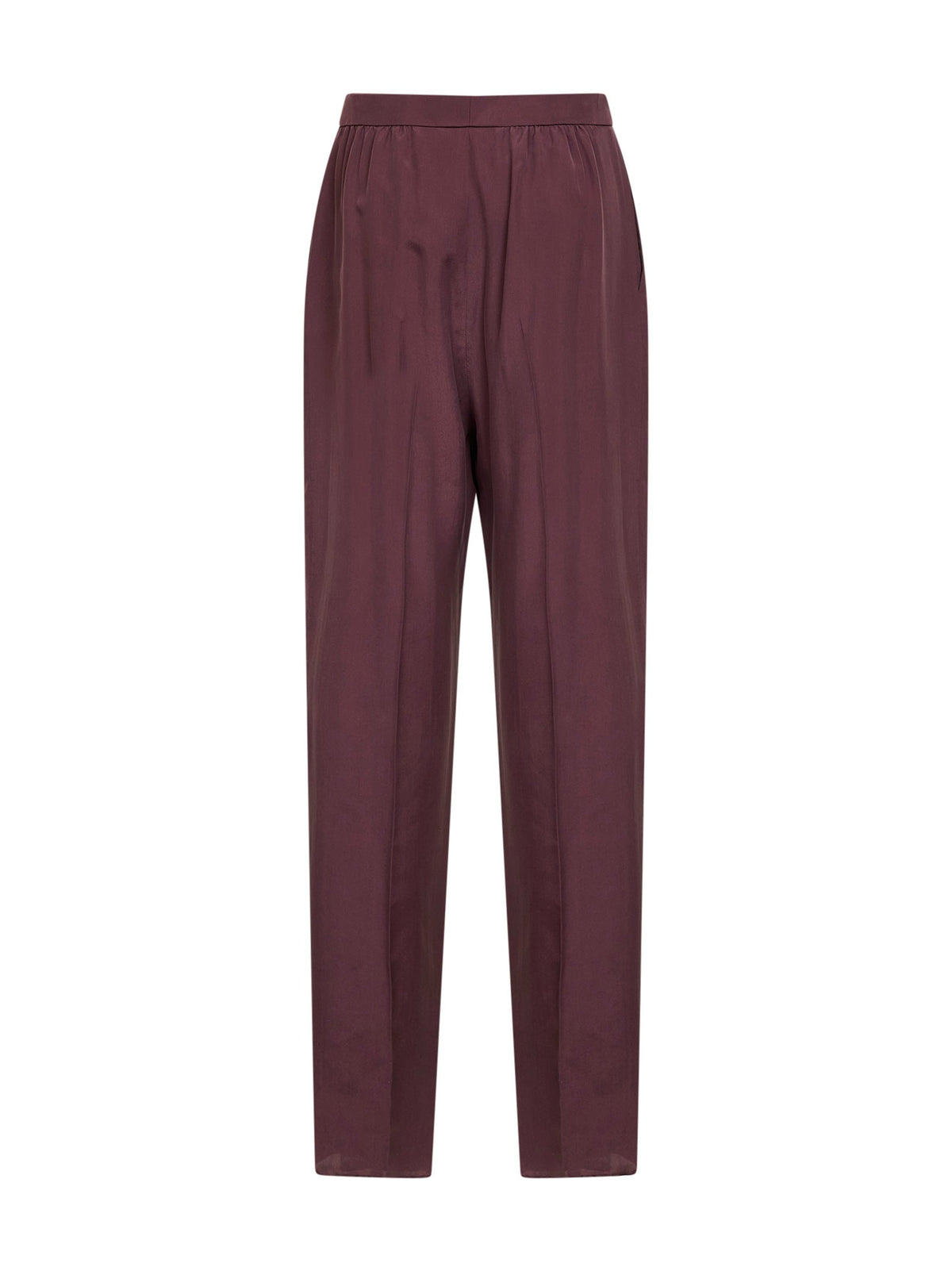 Saint Laurent Women Aubergine Silk Habutai Tailored Trousers SAINT LAURENT