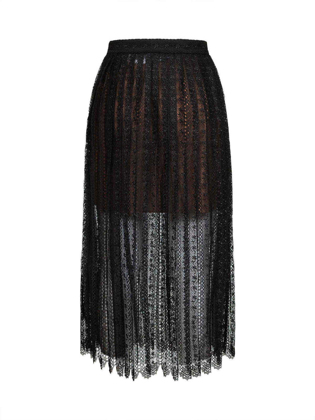 Self Portrait Women Black Organza Lace Midi Skirt SELF-PORTRAIT