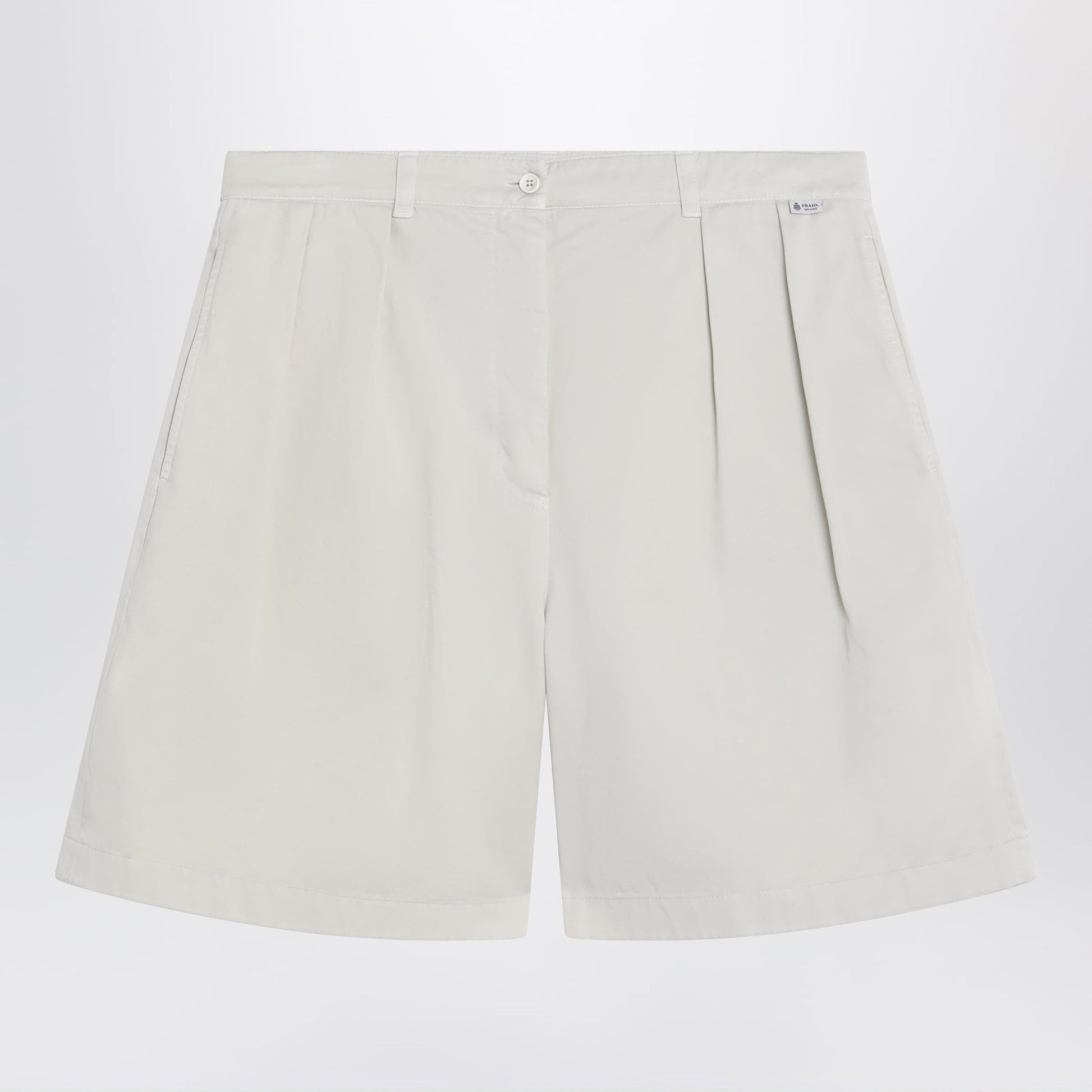 Prada Natural-Colored Bermuda Shorts In Gabardine Women PRADA