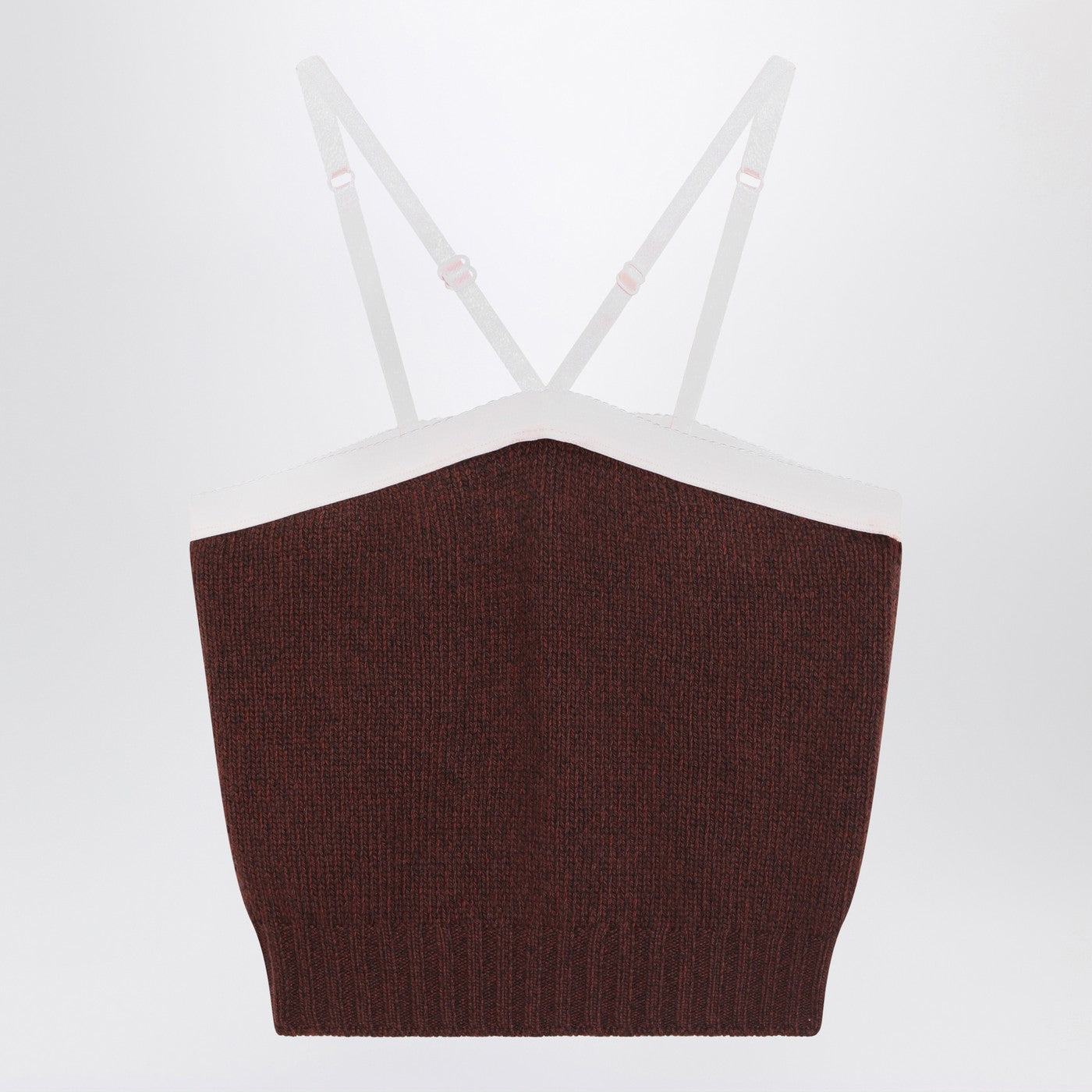 Prada Top In Brown Wool And Cashmere Women PRADA
