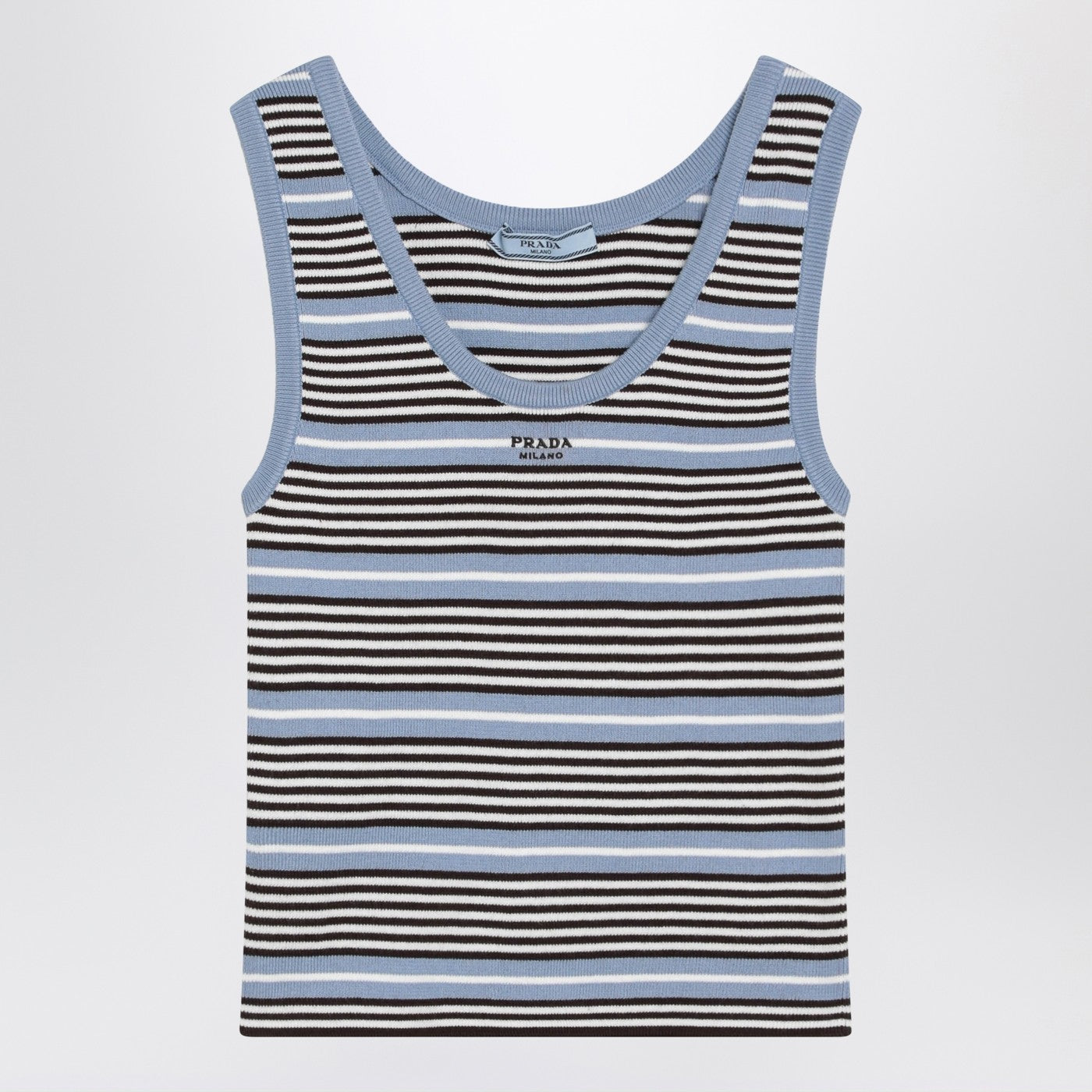 Prada Light Blue And White Striped Tank Top Women PRADA