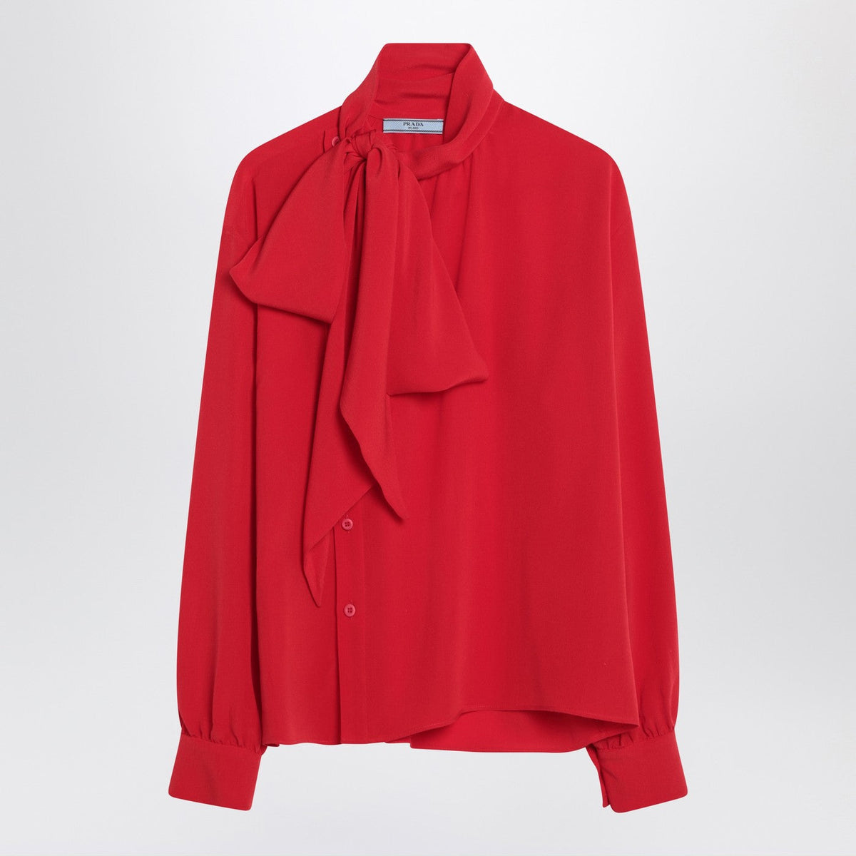 Prada Red Silk Blouse With Scarf Women PRADA