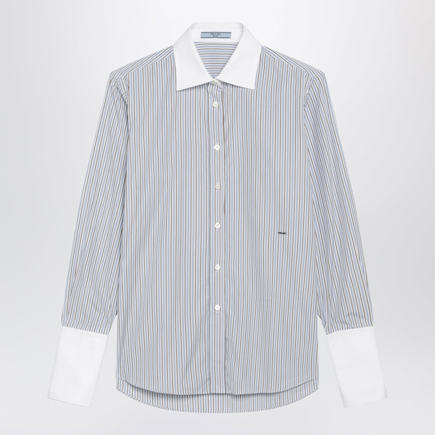 Prada Sky-Blue Striped Cotton Shirt Women PRADA