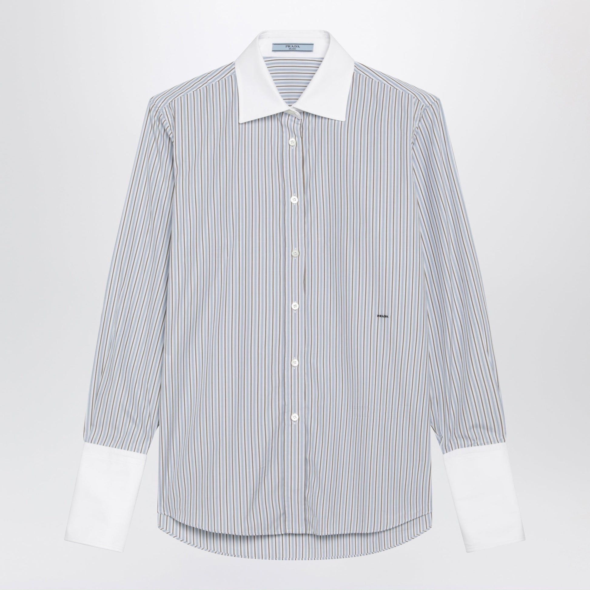 Prada Sky-Blue Striped Cotton Shirt Women PRADA