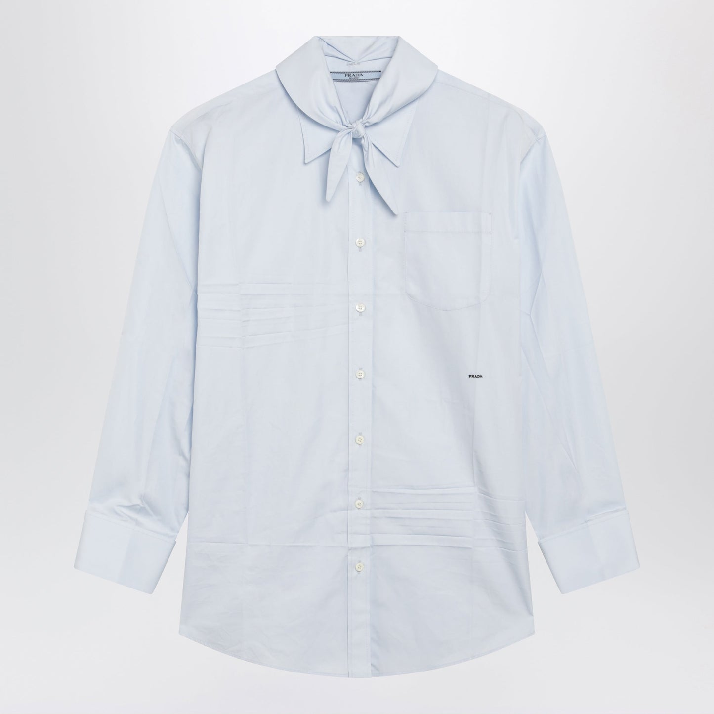 Prada Light Blue Cotton Shirt With Scarf Women PRADA