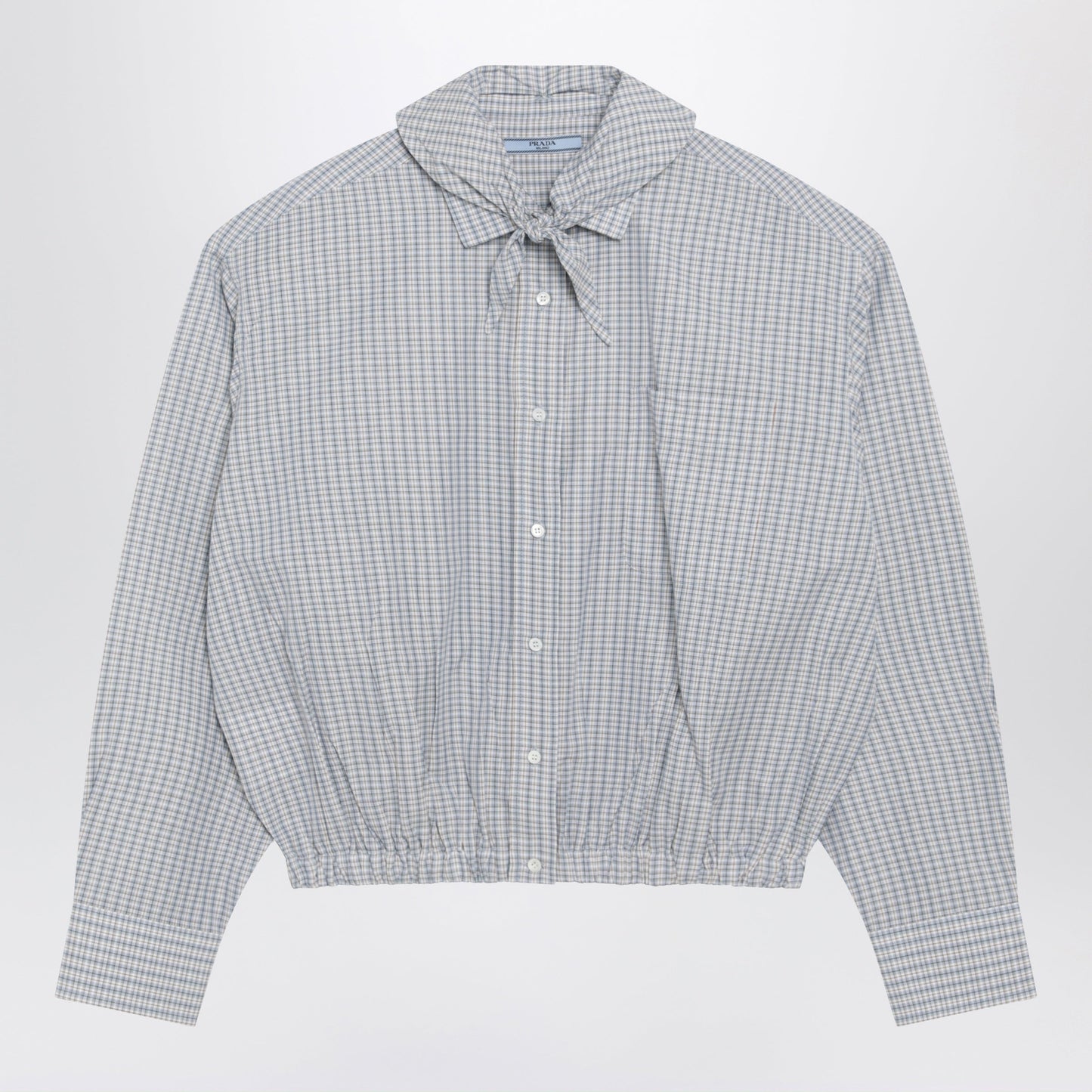 Prada Sand-Colored Check Cotton Shirt With Scarf Women PRADA