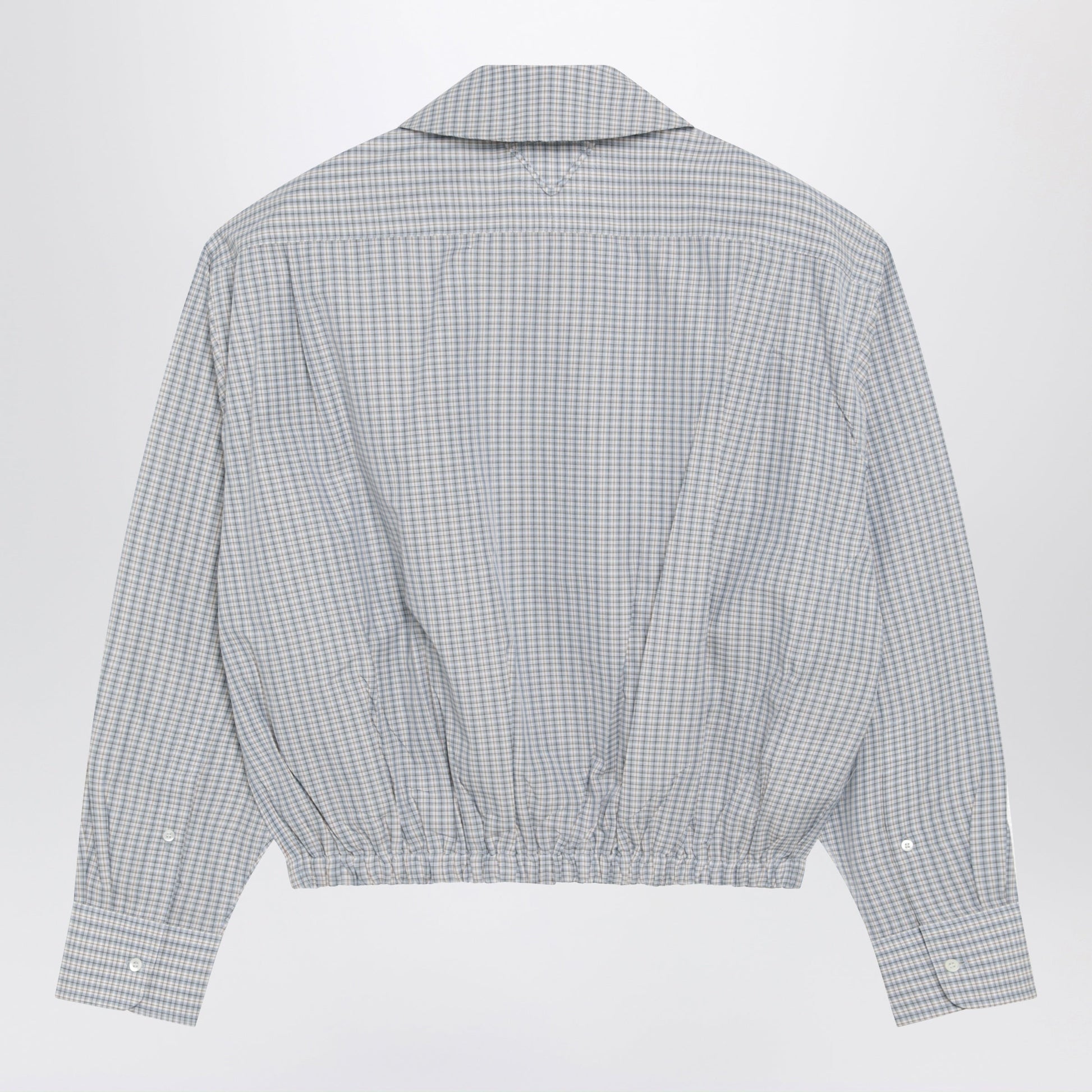 Prada Sand-Colored Check Cotton Shirt With Scarf Women PRADA