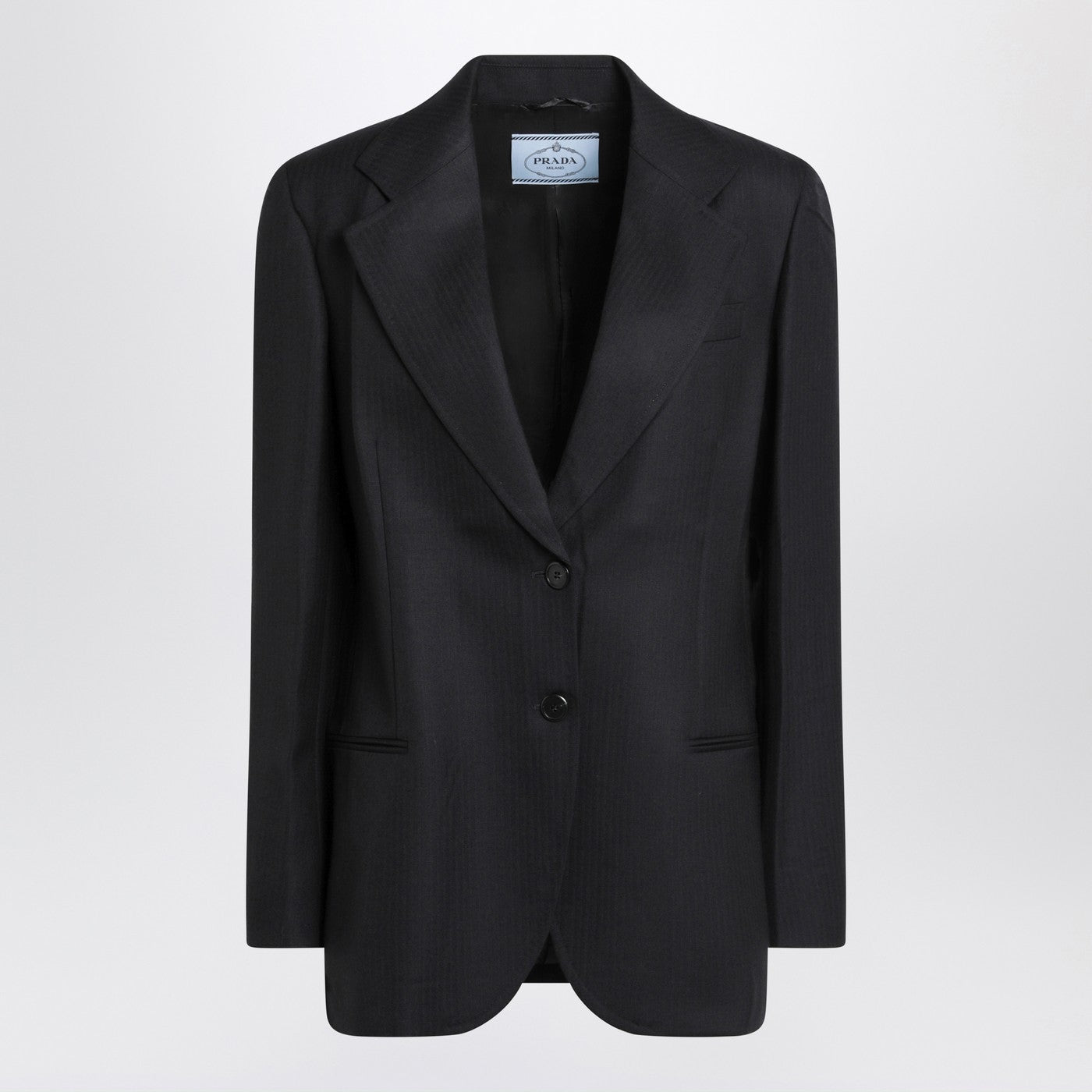 Prada Blue Single-Breasted Jacket In Wool Women PRADA