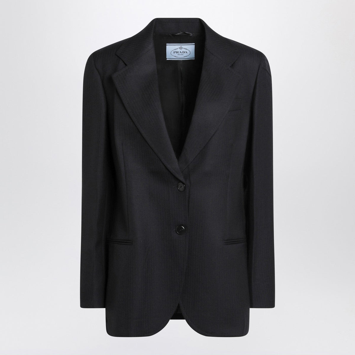 Prada Blue Single-Breasted Jacket In Wool Women PRADA