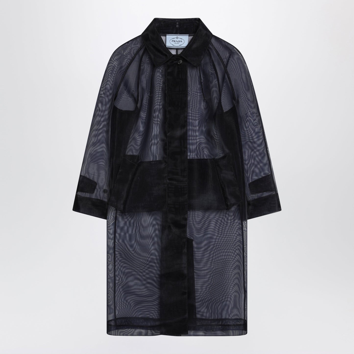 Prada Blue Single-Breasted Overcoat In Crinoline Women PRADA