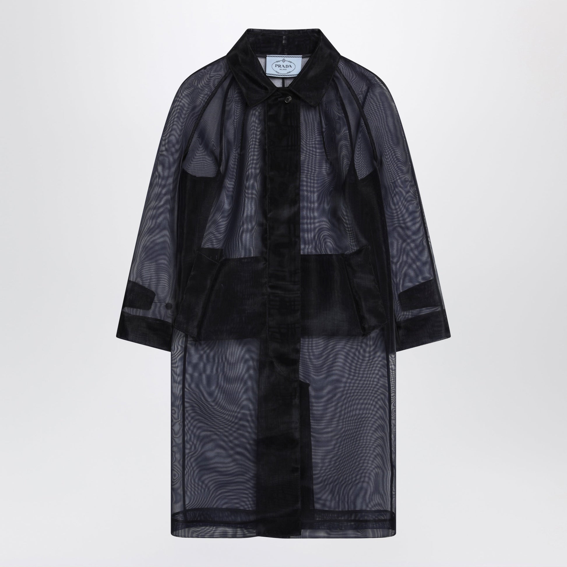 Prada Blue Single-Breasted Overcoat In Crinoline Women PRADA