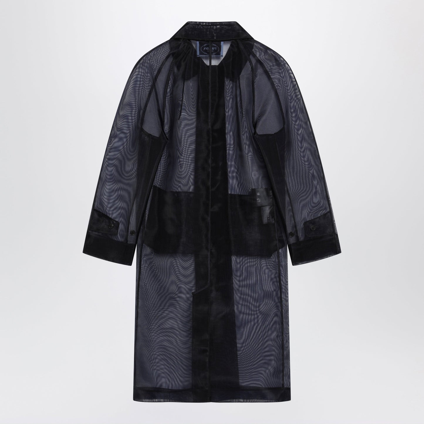 Prada Blue Single-Breasted Overcoat In Crinoline Women PRADA