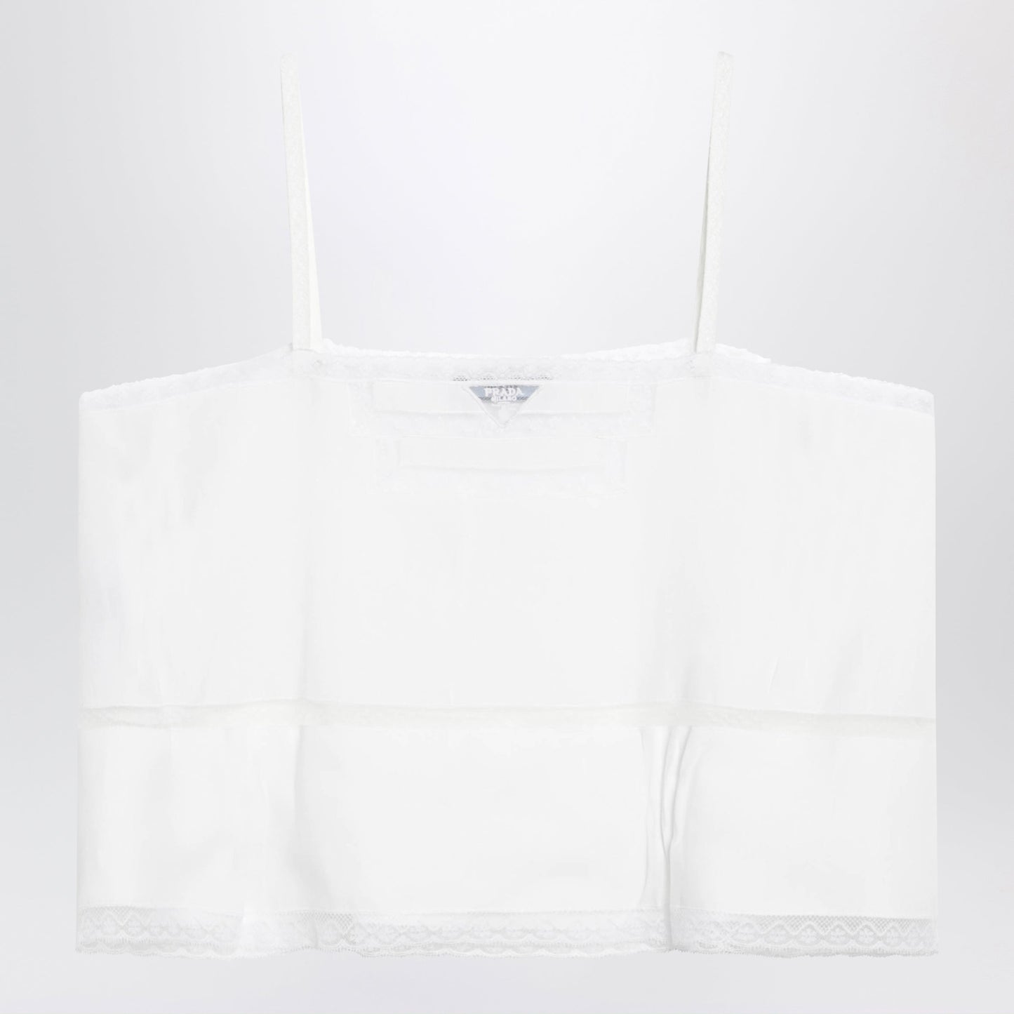 Prada White Linen And Lace Top Women PRADA