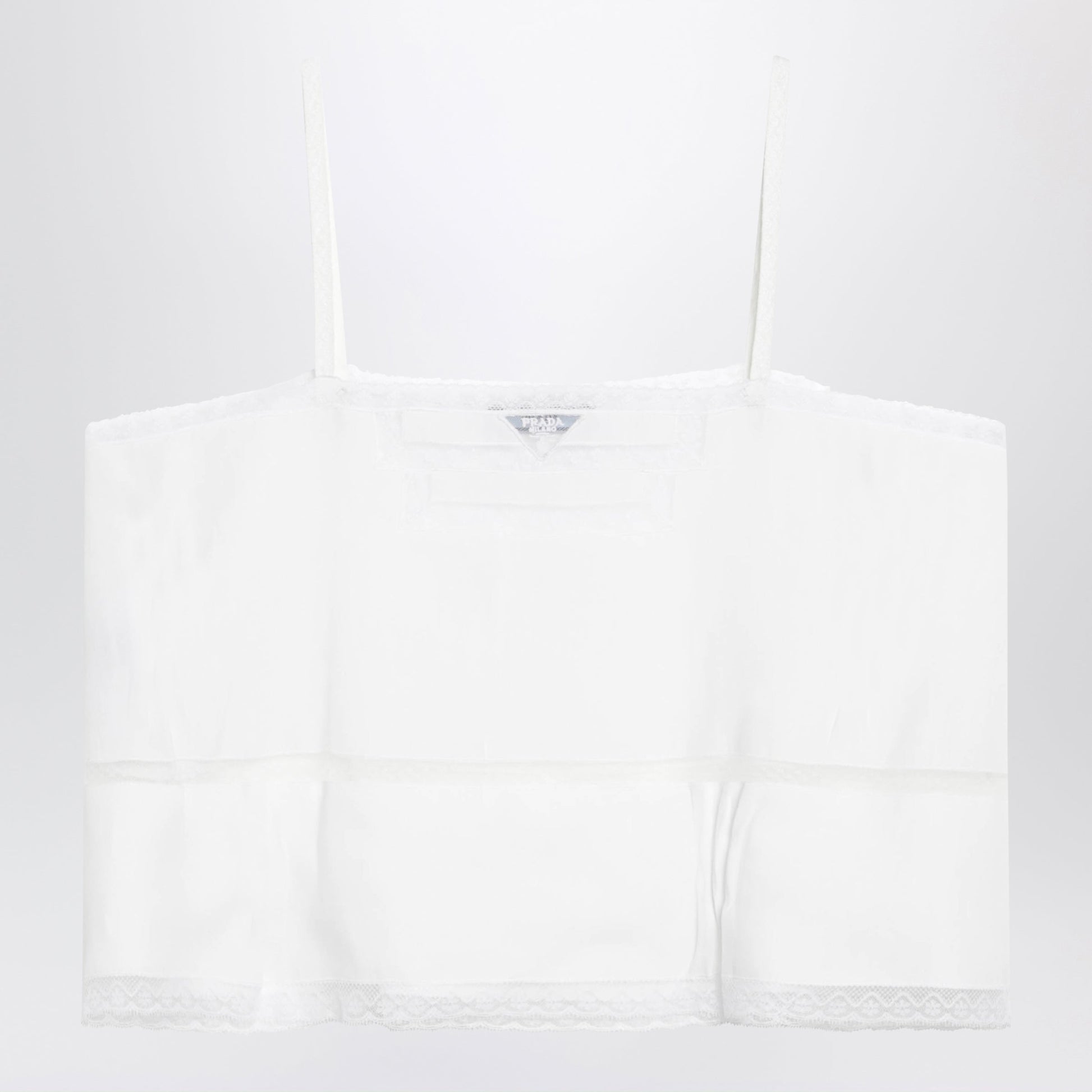 Prada White Linen And Lace Top Women PRADA