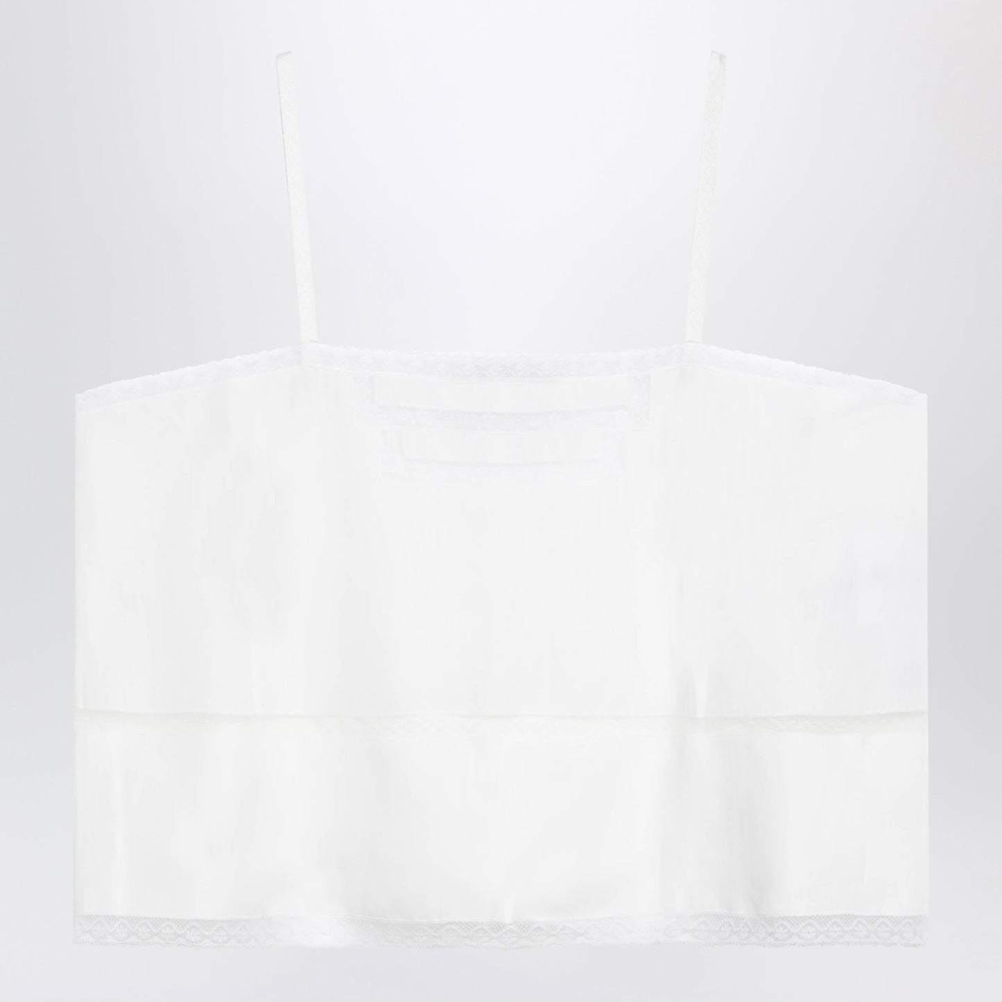 Prada White Linen And Lace Top Women PRADA
