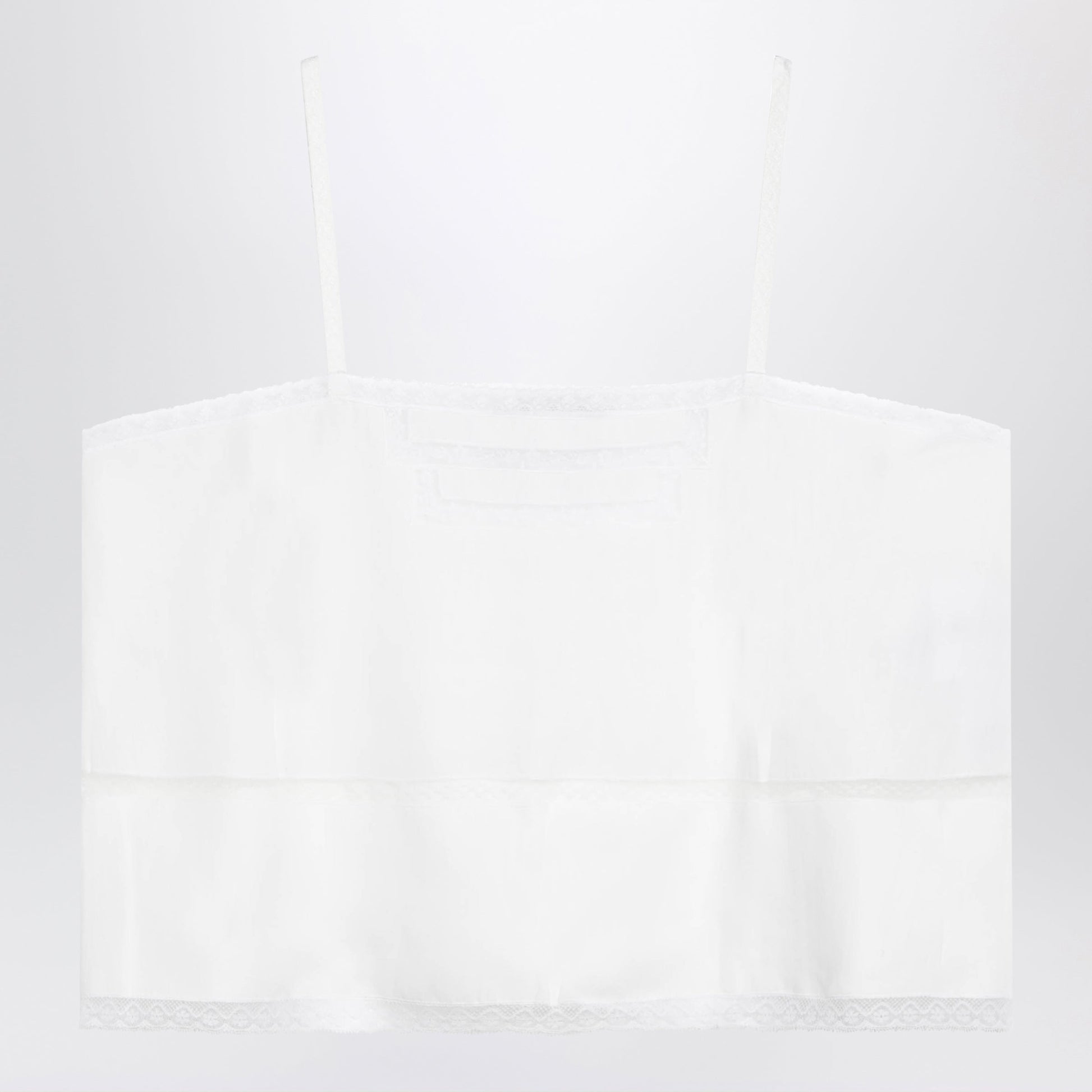 Prada White Linen And Lace Top Women PRADA