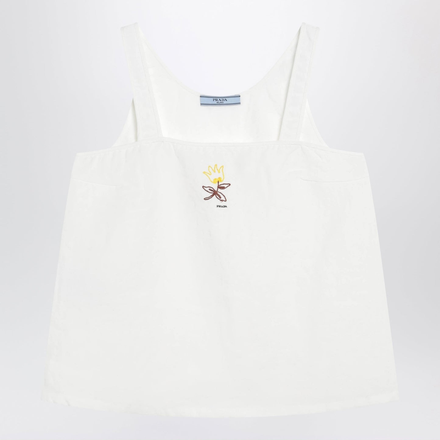 Prada White Linen Top With Embroidery Women PRADA